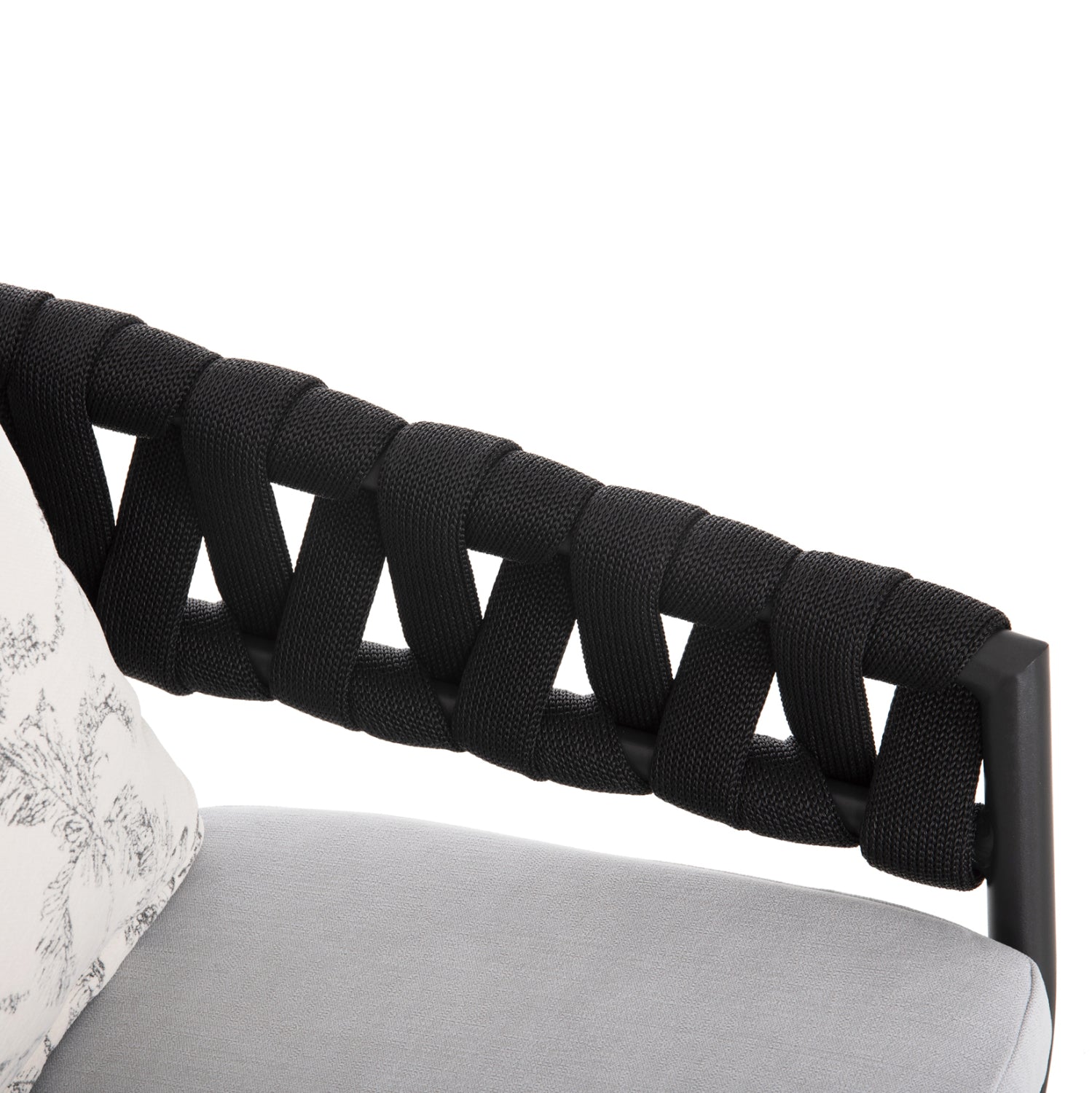 Външен комплект за хранене 7бр Кrum тъмно сив алуминий и pe въже с маса 160-240x90x73