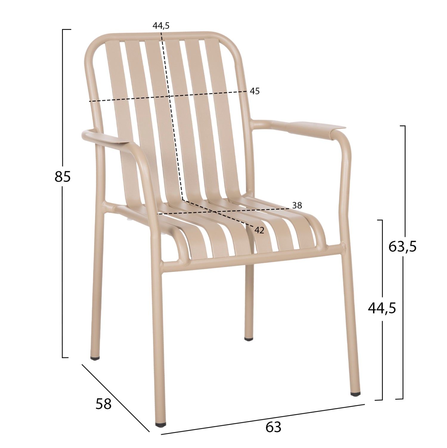 Външен трапезен комплект 7бр Крум алуминий в цвят на шампанско с маса 160-240x90x73