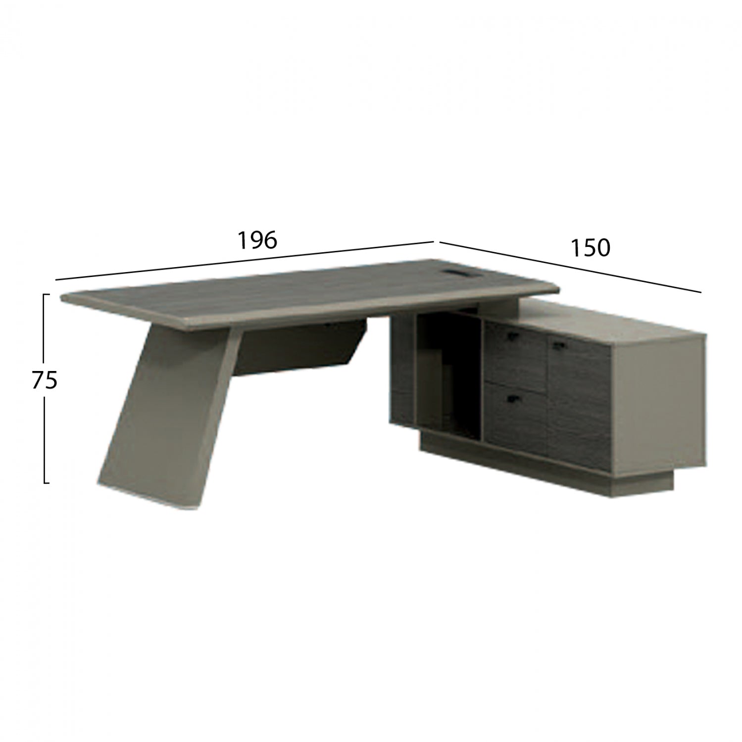 Професионално бюро серия LUX 196x150x75h см. реверсивен ъглов/ мока цвят