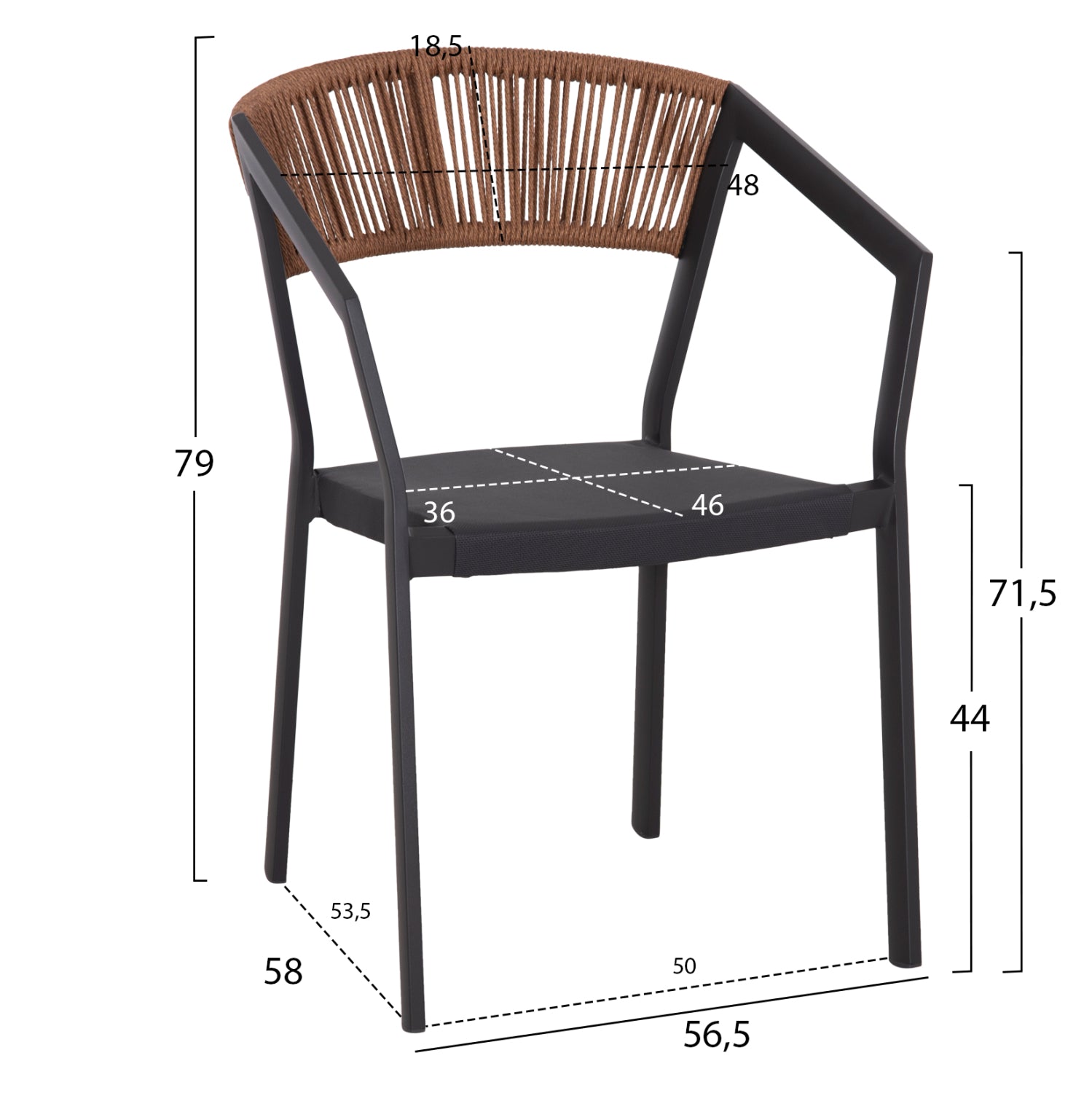 Трапезен комплект от 5 части ADAM алуминиеви столове и маса 120x70 сива