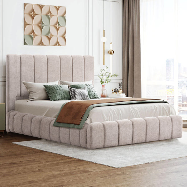 Спалня с матрак и механизъм  REMO  160х200 см бежово букле