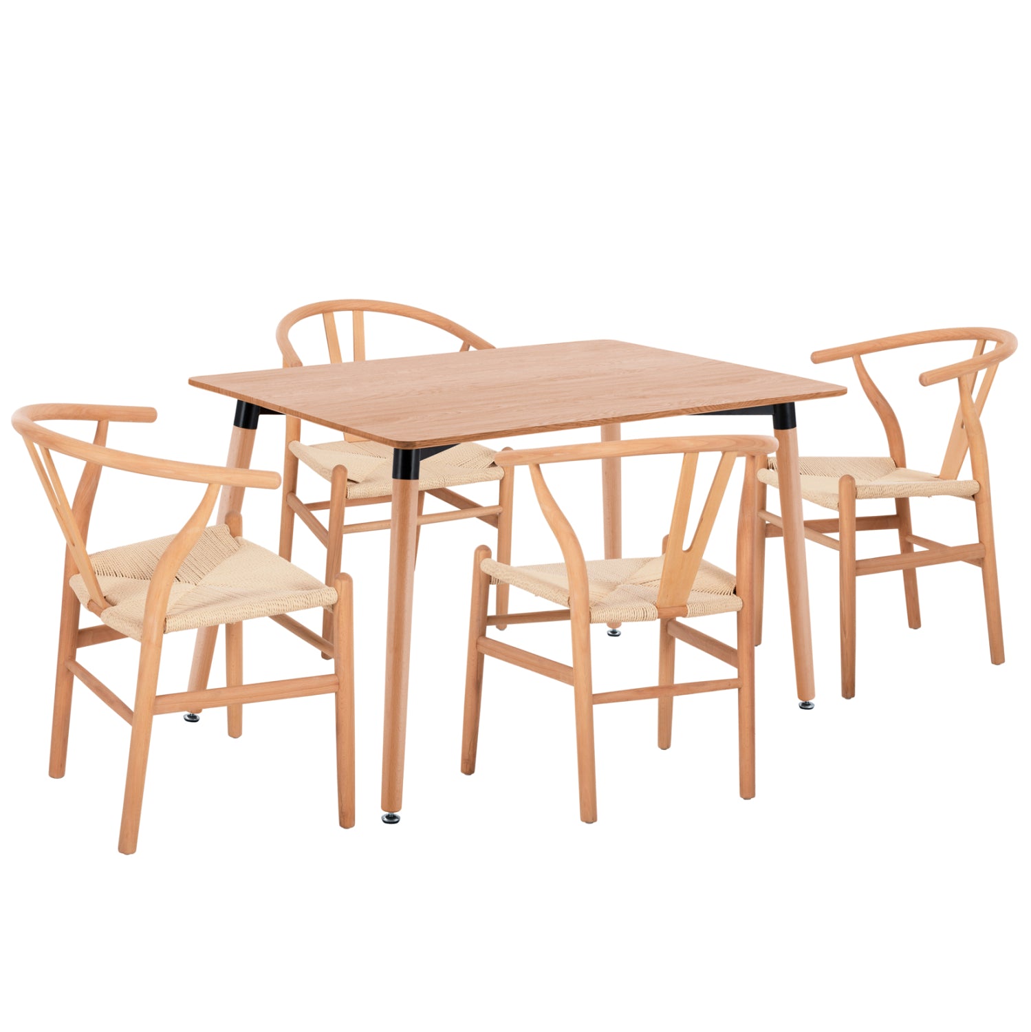 Трапезен комплект 5бр. brave мдф върх-бук и хартиено въже в натурал