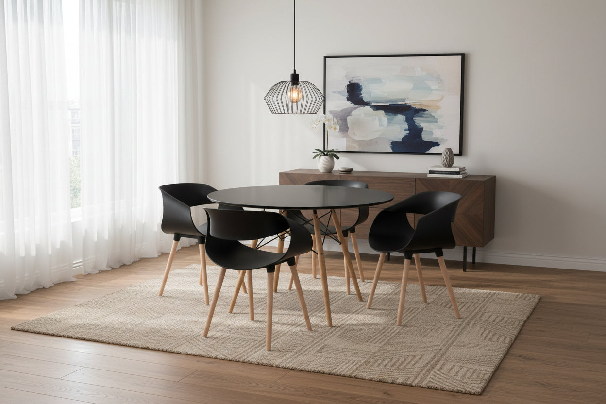 Трапезен комплект 5бр MAGGIE КГ21187 mdf плот и черен полипропилен