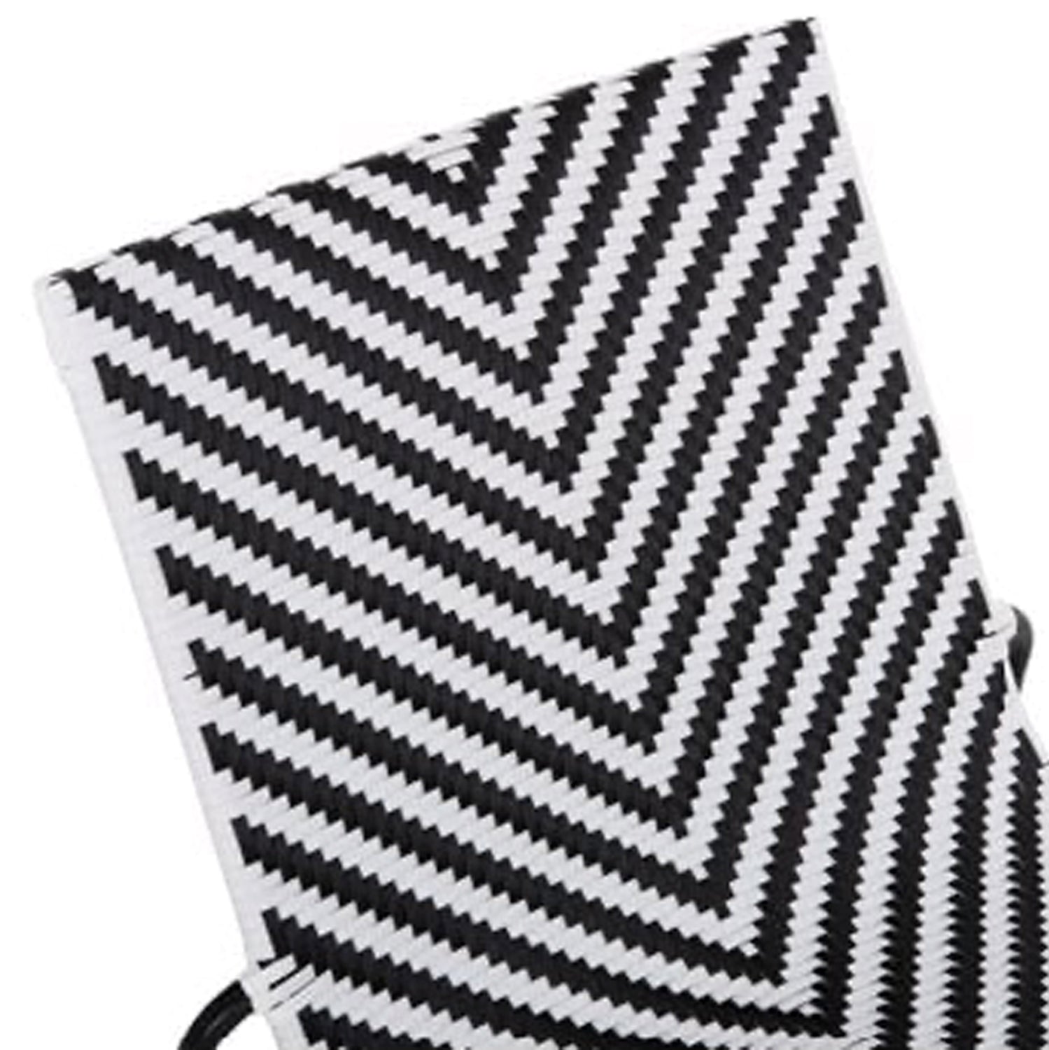 Лаундж комплект  PONY 3части метал в сиво-ратанова композиция в бяло-черно с маса Φ40x50