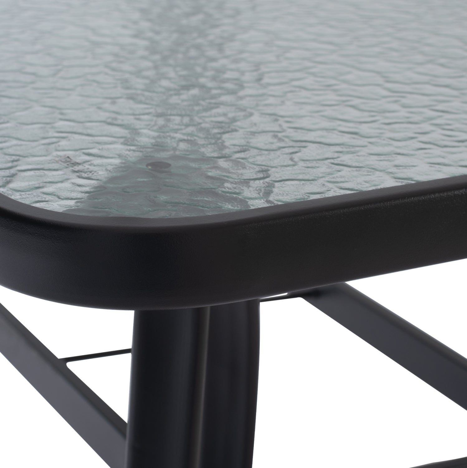 Трапезен комплект MORNER с маса стъкло 120/70см с отвор за чадър и 4 кресла--сив