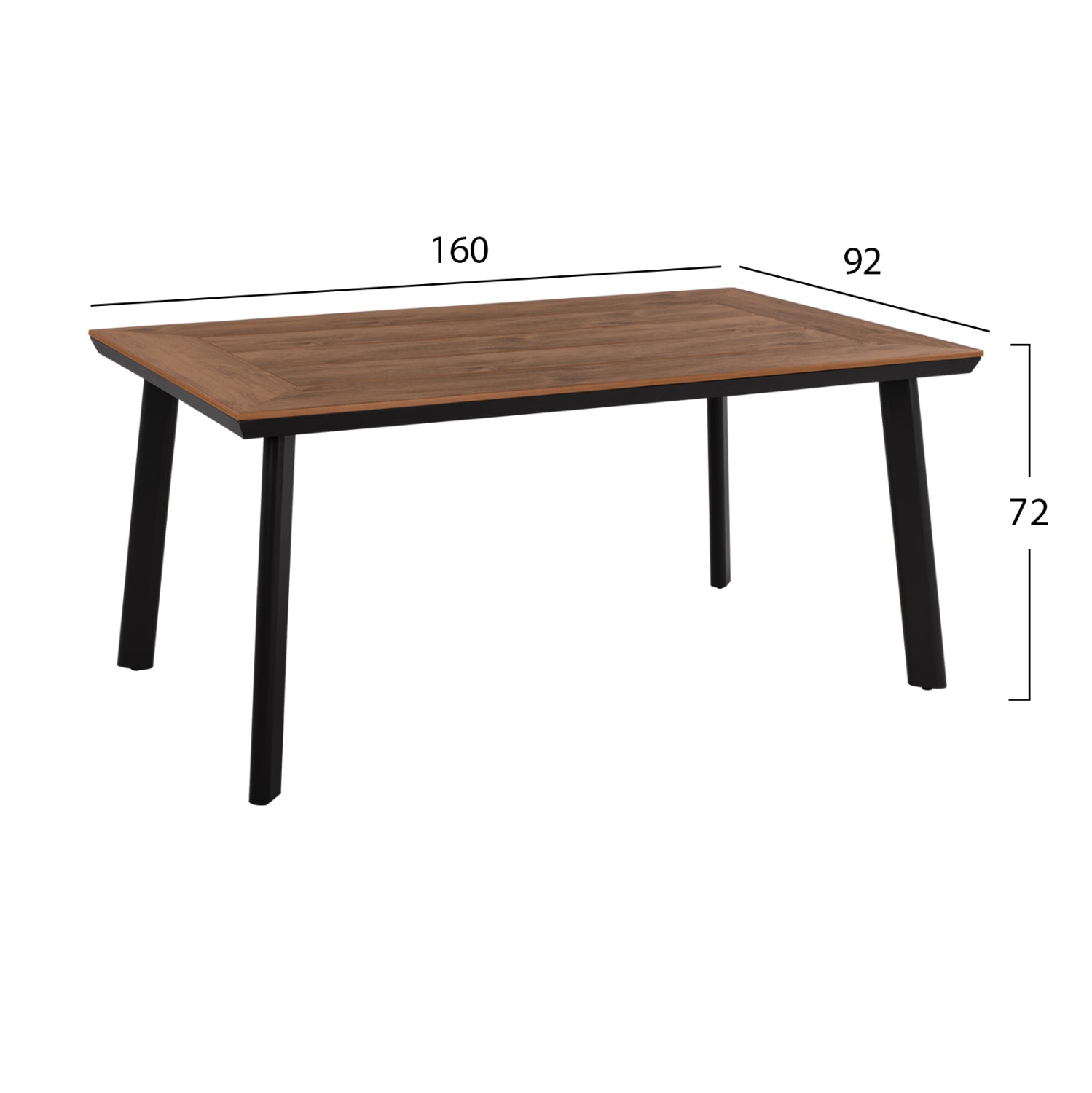 Трапезен комплект  TABER с маса 160/92см и 6 кресла-алуминий и полидърво-карбон