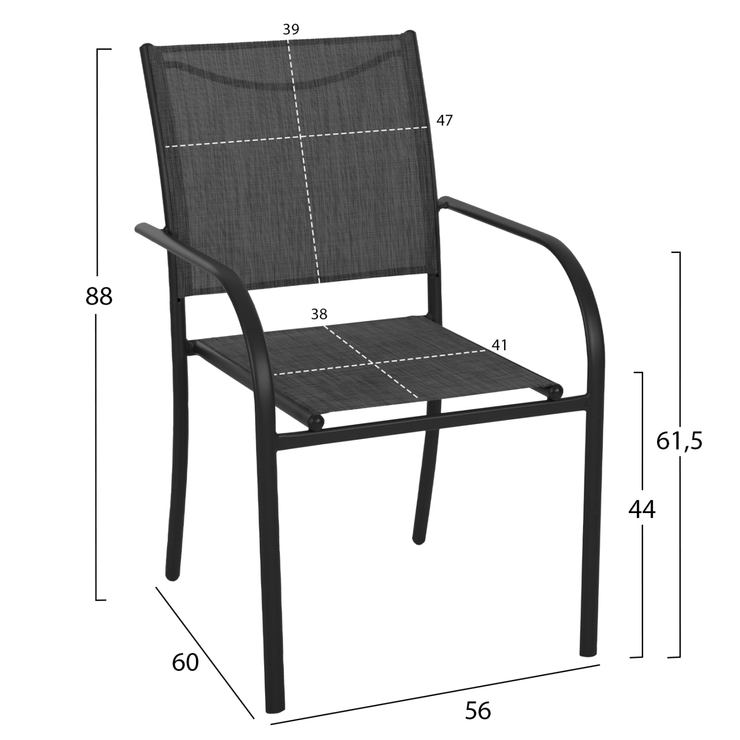 Градински комплект REDAN  5бр- маса  110/70   4 кресла в черно