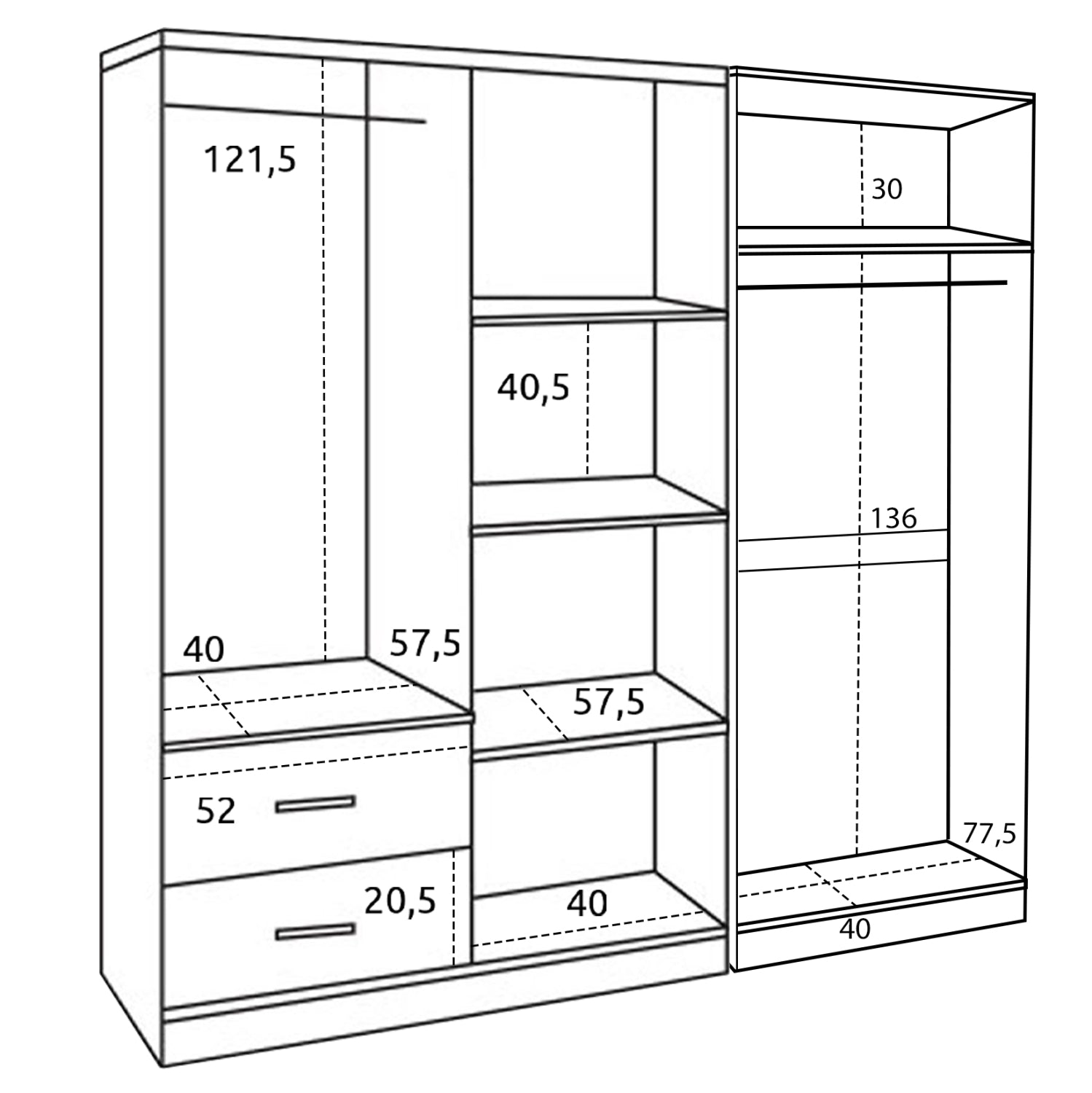 Гардероб 6-крилен  BLAKELY меламин цвят зебрано 201x43x181h