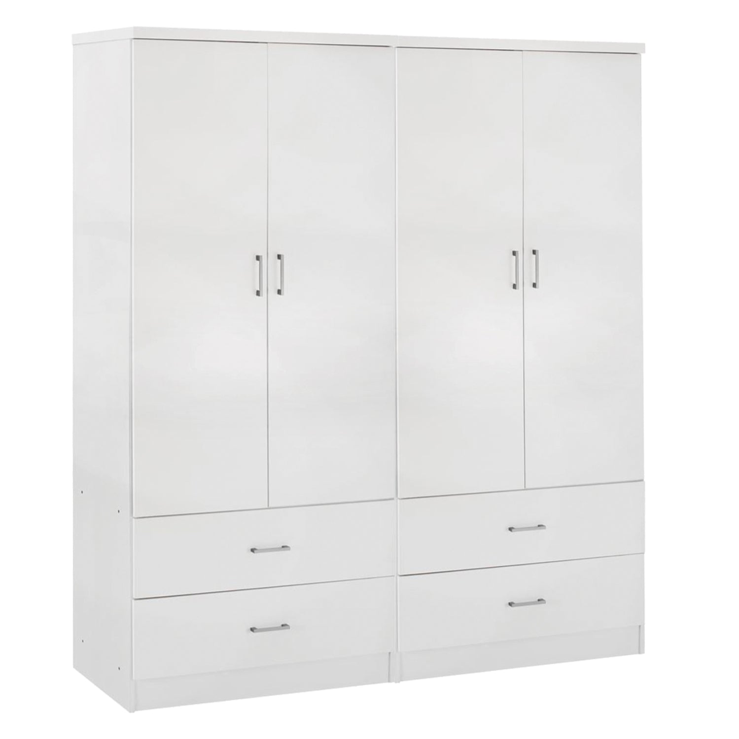 Гардероб 4-крилен REINA  с 4 чекмеджета меламинов в бяло 160x42.5x180.5