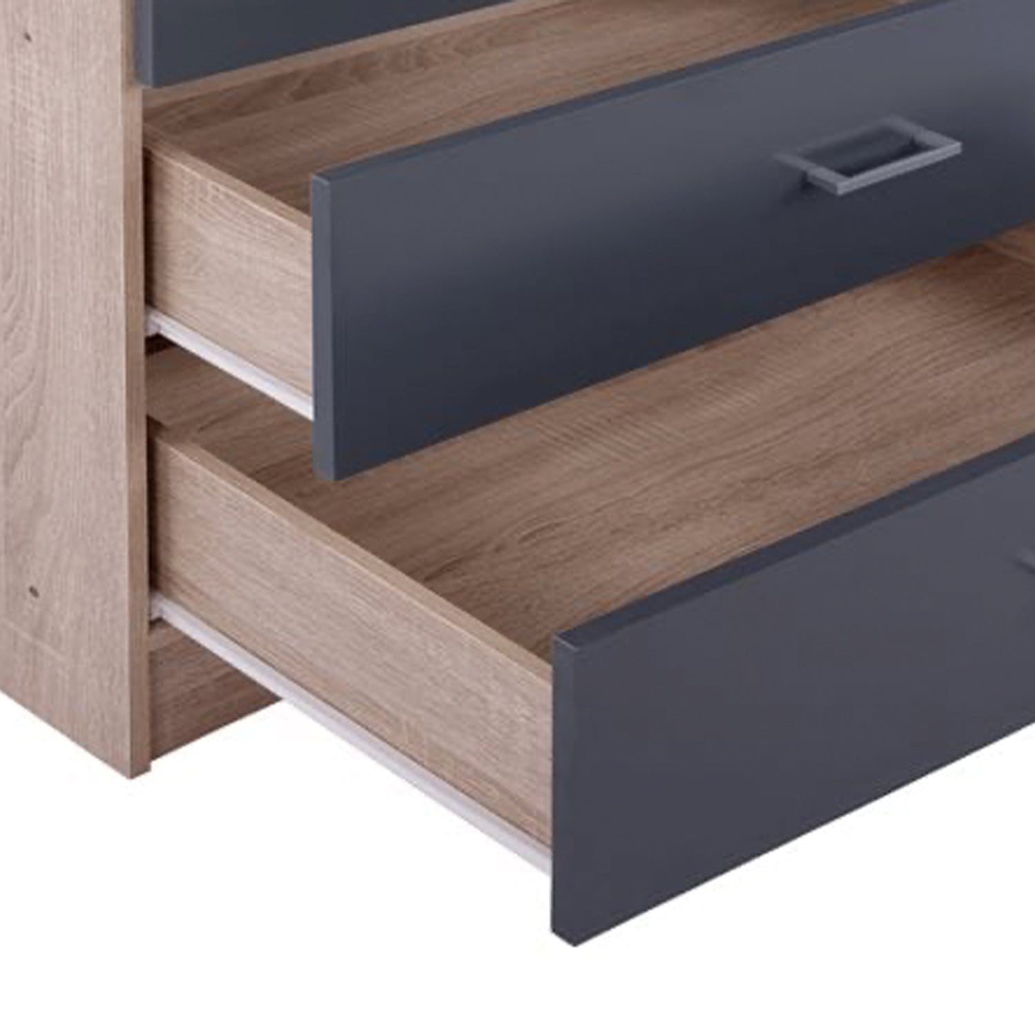 Градероб 4-крилен  REINA  с 4 чекмеджета меламиново сиво-сонама160x42x180см