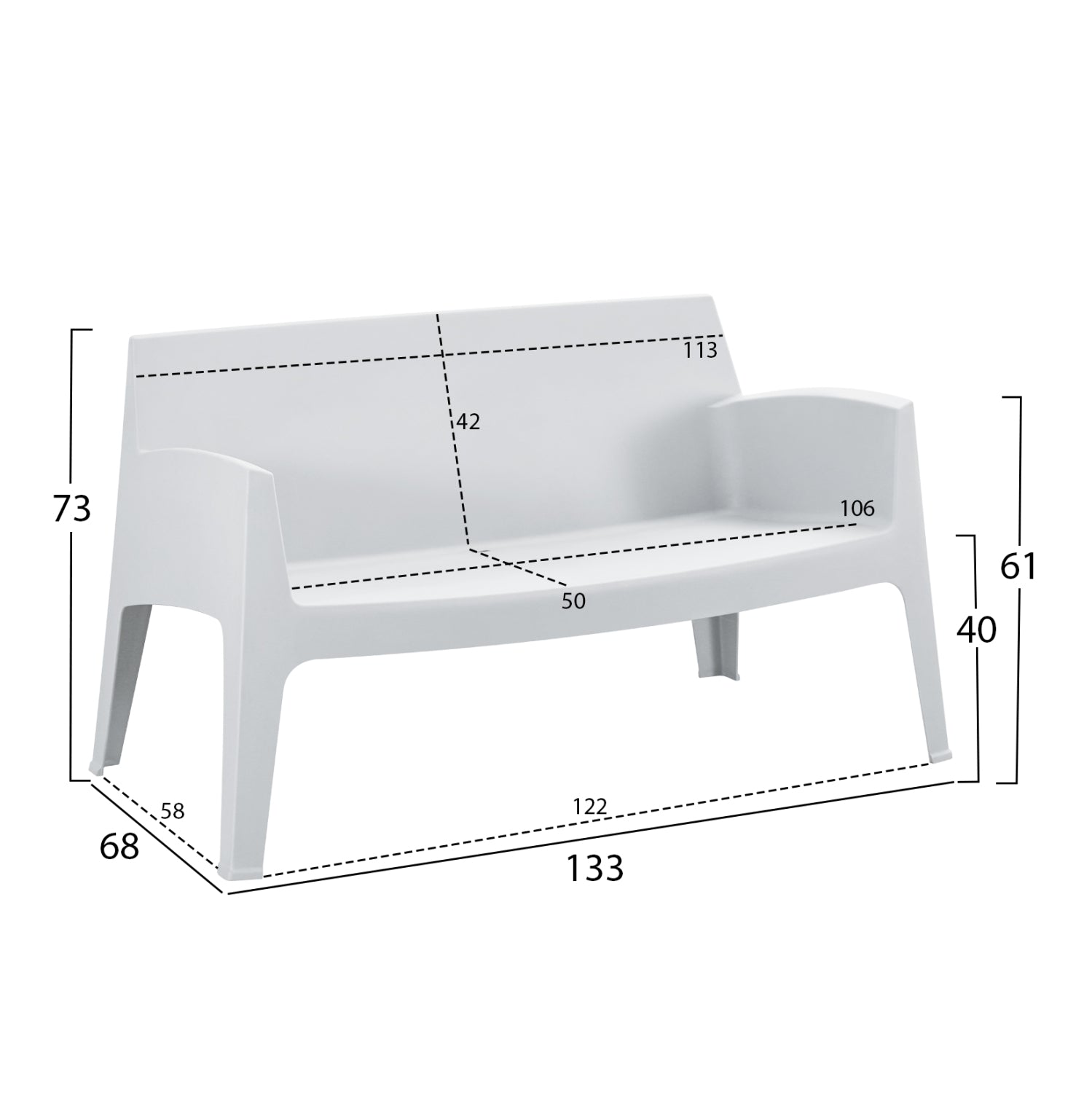 Комплект за външен отдих от 4 часта, елегантен бял полипропилен