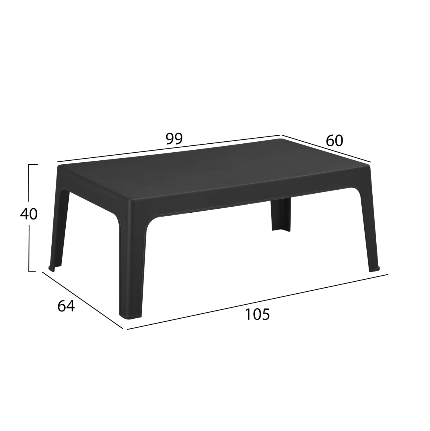 Комплект за външен отдих от 4 часта, елегантен черен полипропилен