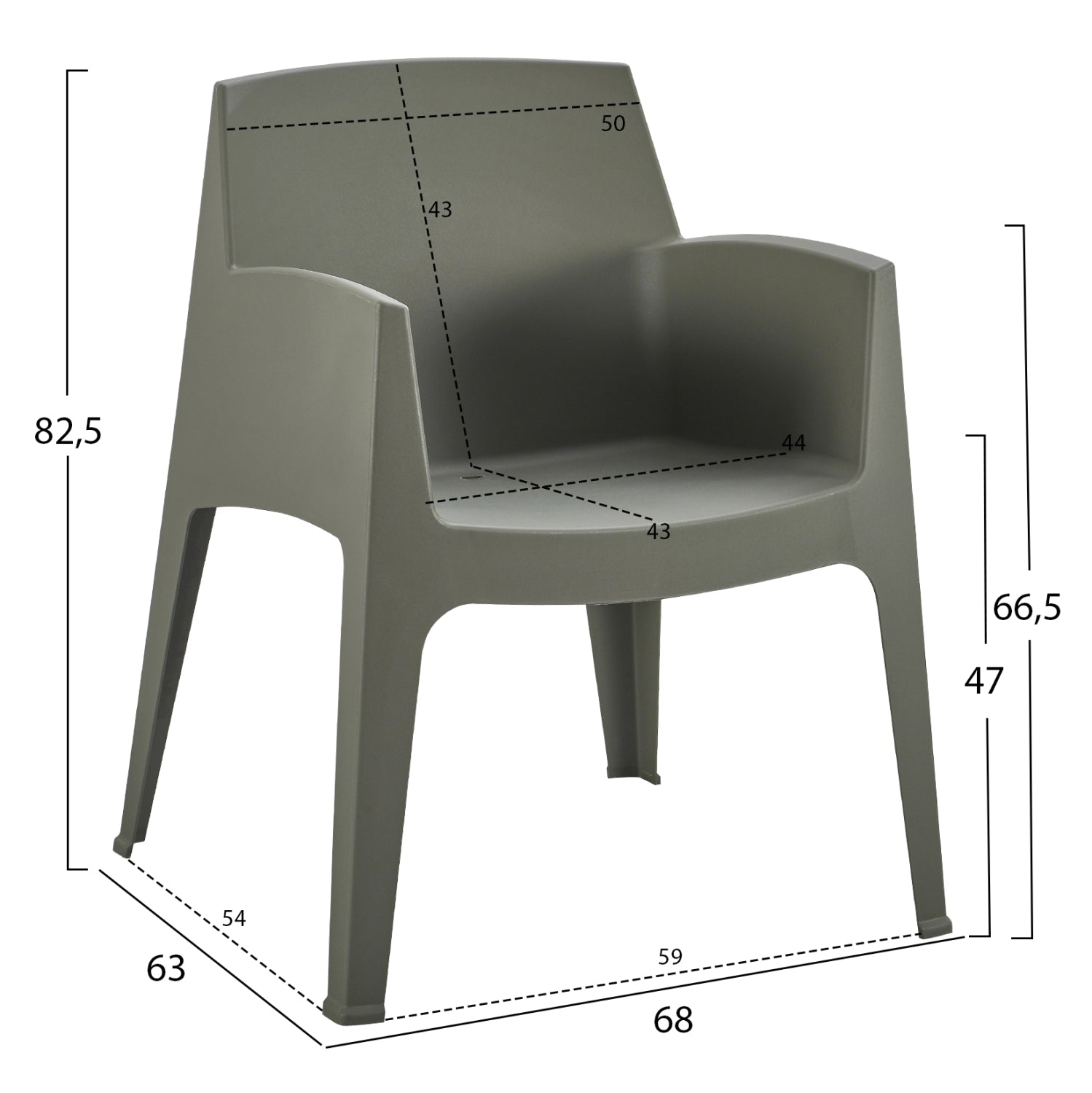 Комплект за външен отдих от 4 части SLEEK тъмно маслиново зелен полипропилен