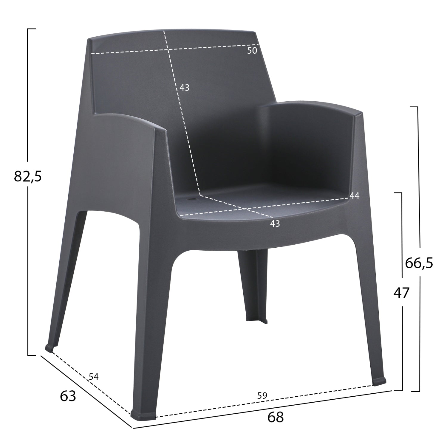 Комплект за външен отдих от 4 части SLEEK сив полипропилен