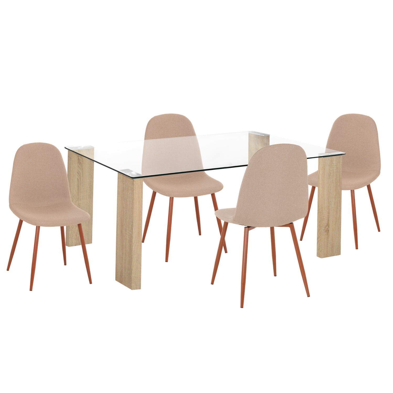 Трапезен комплект 5бр. маса и 4 столова leomor - бежов плат