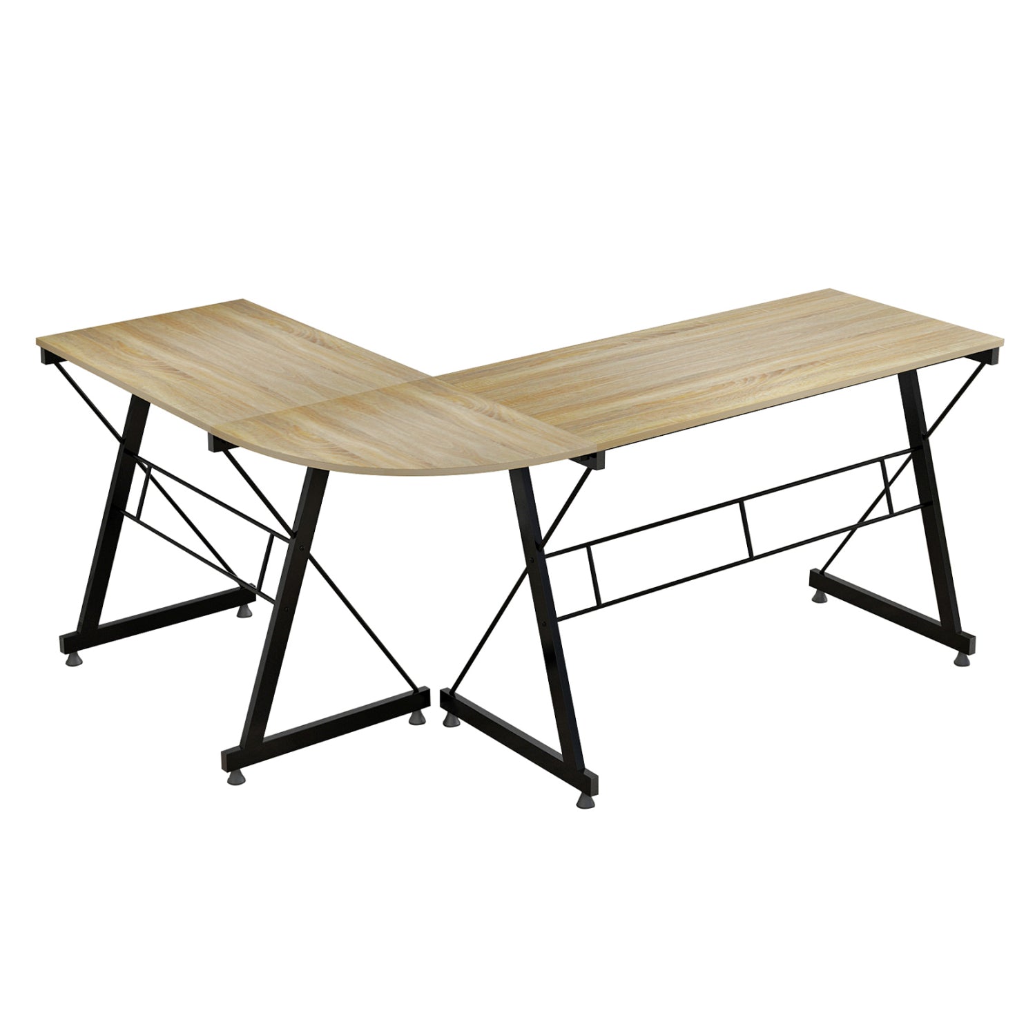 Ъглово бюро 2127  цвят сонома с черни крака 158X120X74см