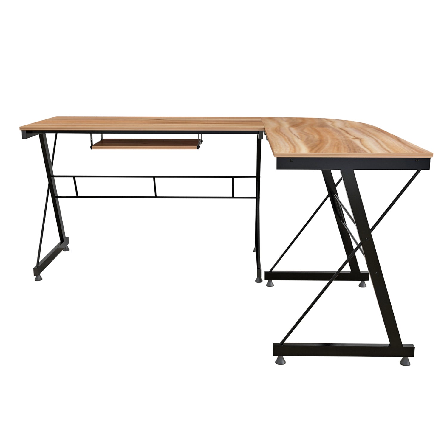 Ъглово бюро цвят орех с черни крака 2127 / 158X120X74см