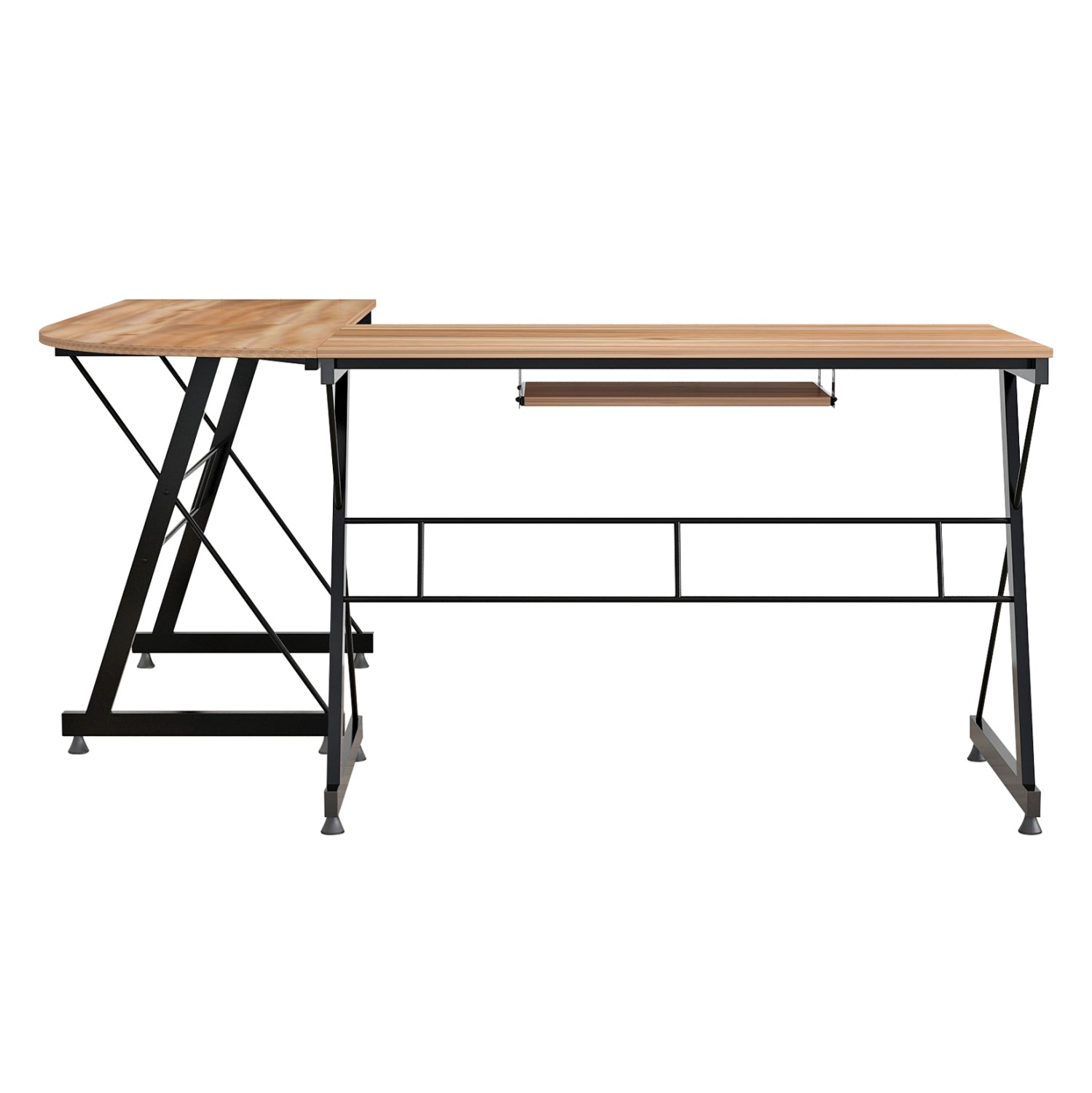 Ъглово бюро цвят орех с черни крака 2127 / 158X120X74см