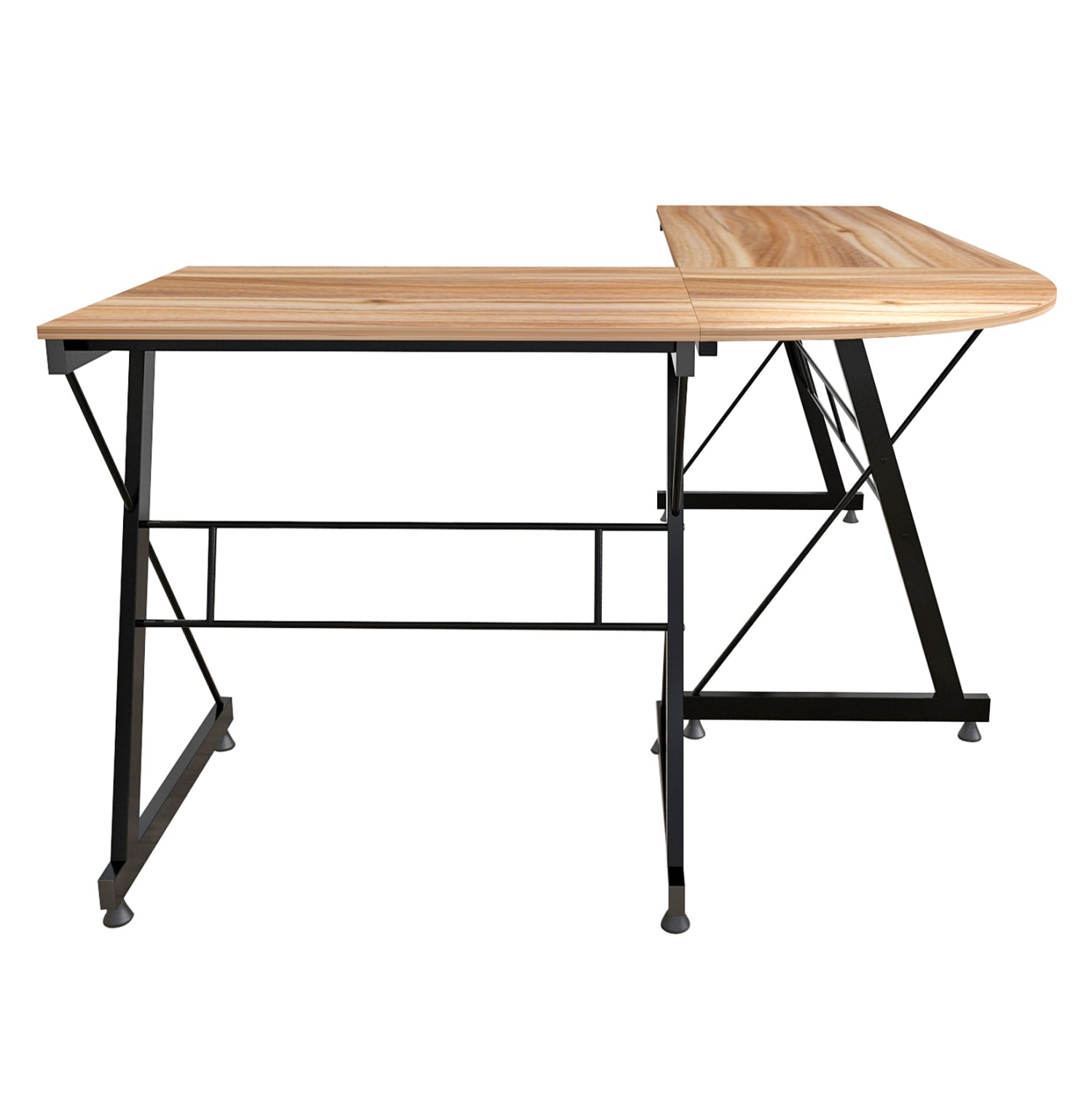 Ъглово бюро цвят орех с черни крака 2127 / 158X120X74см