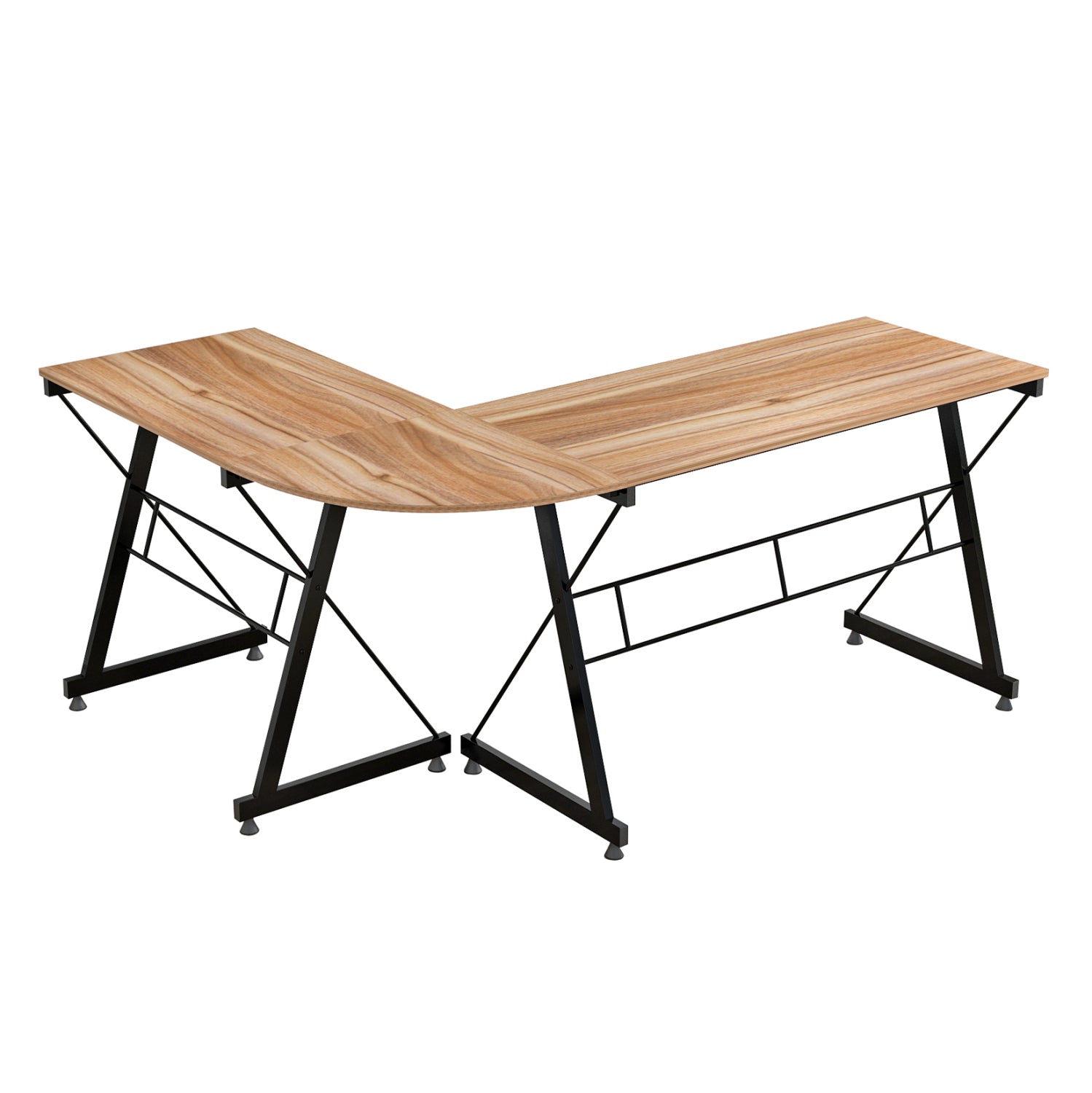 Ъглово бюро цвят орех с черни крака 2127 / 158X120X74см