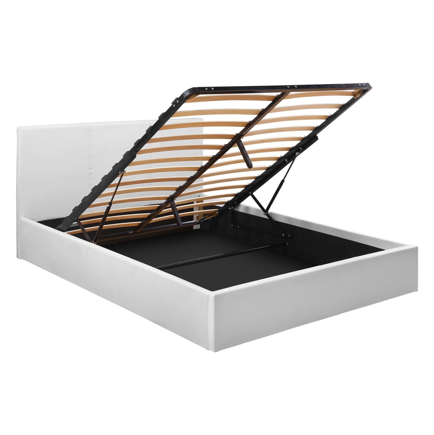 Легло Bobbi бял PU 150x200 см с матрак и място за съхранение