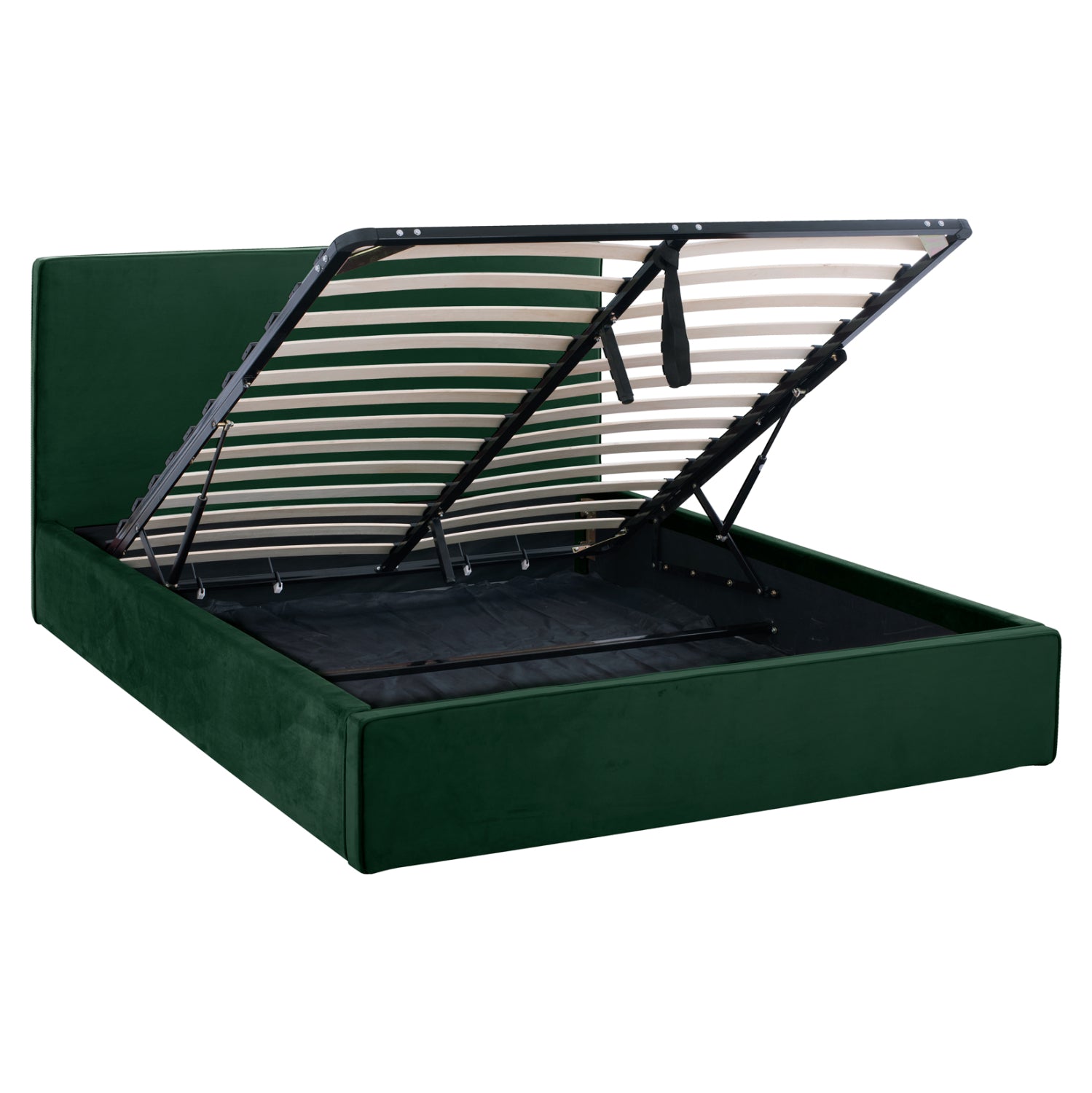 Двойно легло и матрак  ALLIE  кадифе цвят кипарис с място за съхранение  160x200 см