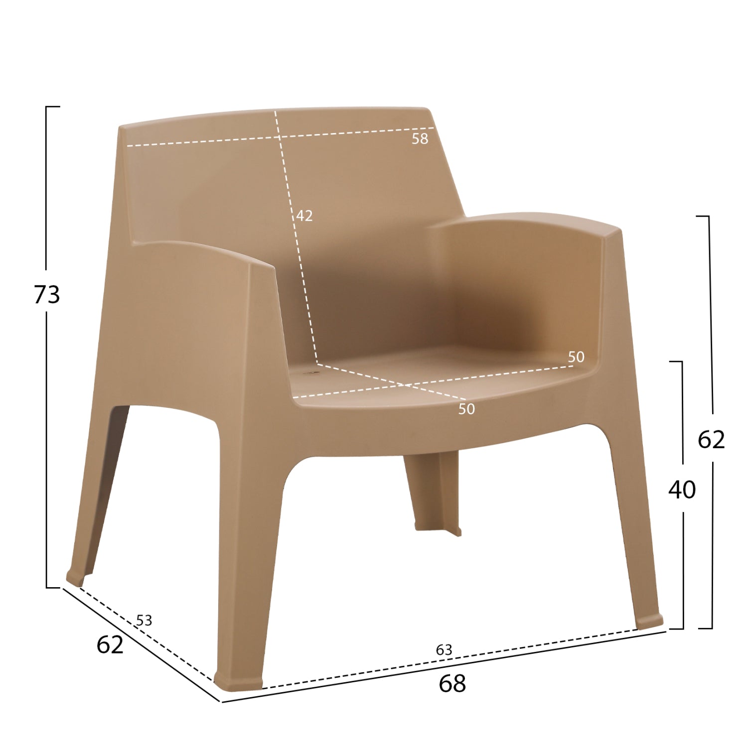 Комплект за отдих от 4 часта, елегантно капучино, полипропилен