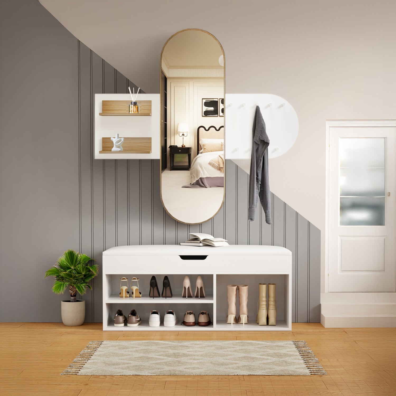 Входен комплект антре 2бр CHERYL меламин в бяло-сонама 125x40x120см