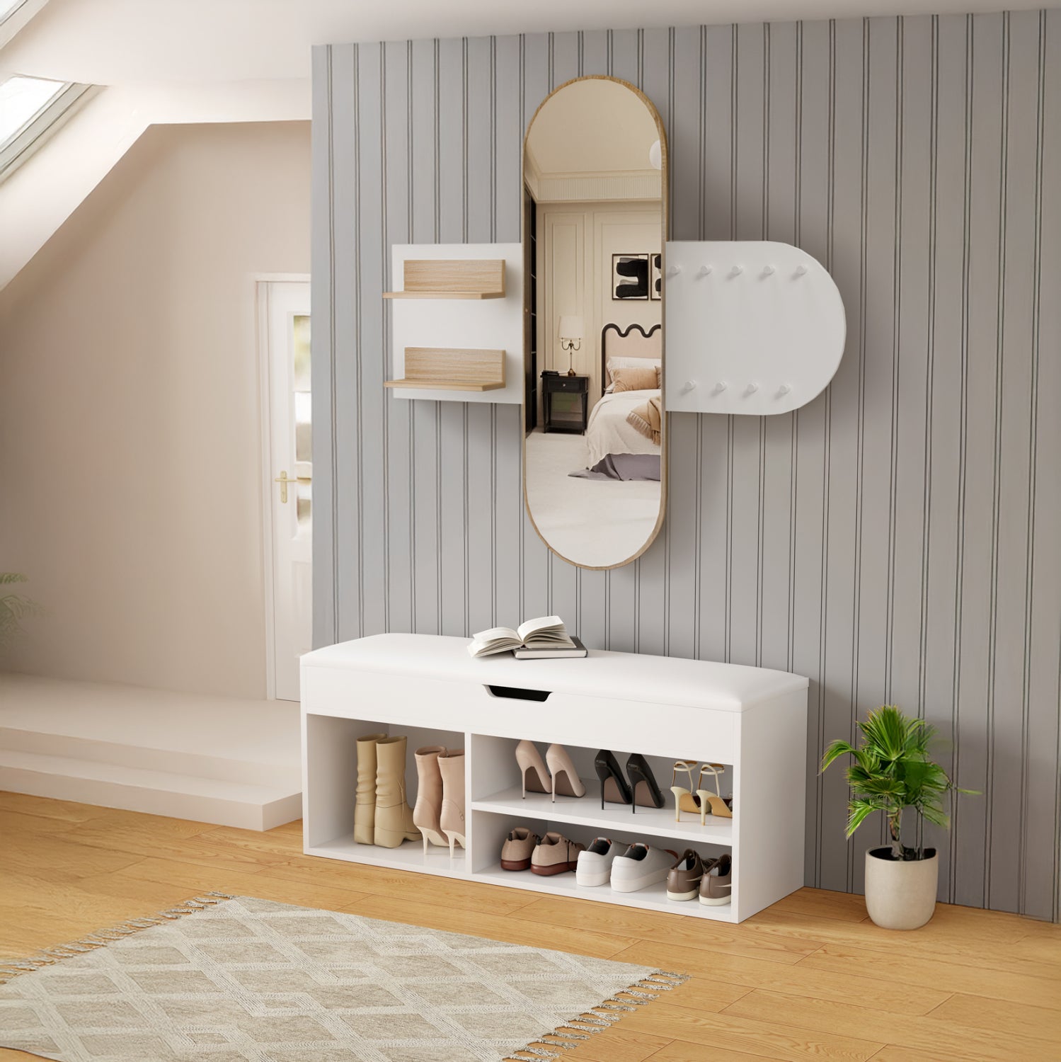 Входен комплект антре 2бр CHERYL меламин в бяло-сонама 125x40x120см