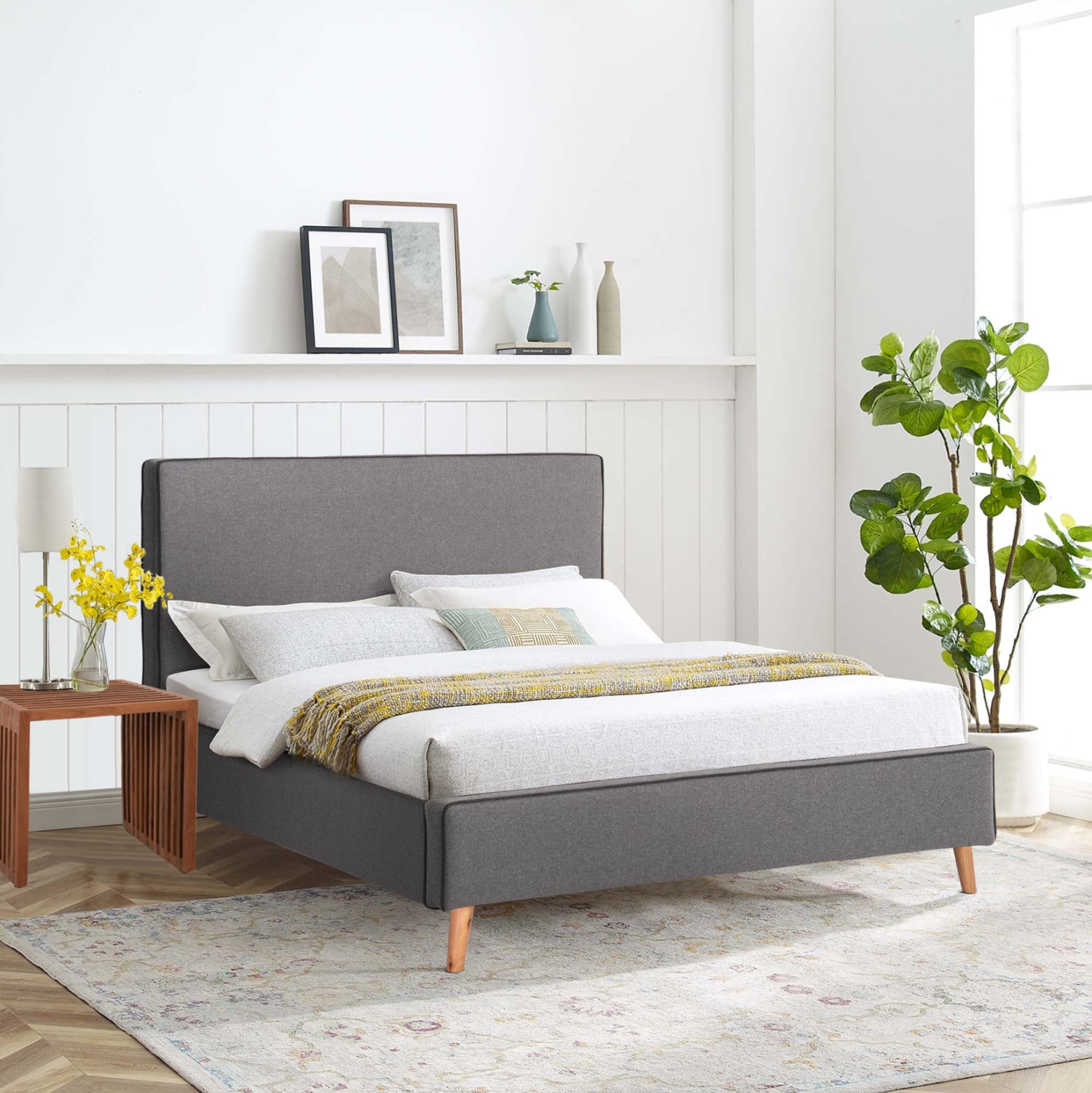 Легло с матрак INDRA сив плат 160x200см