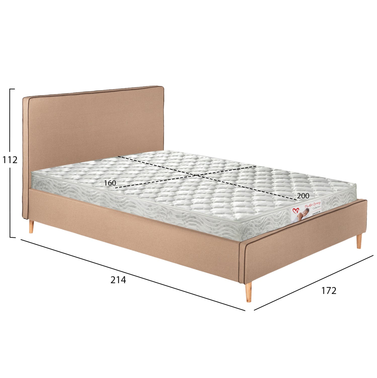 Легло с матрак INDRA бежов плат 160x200см