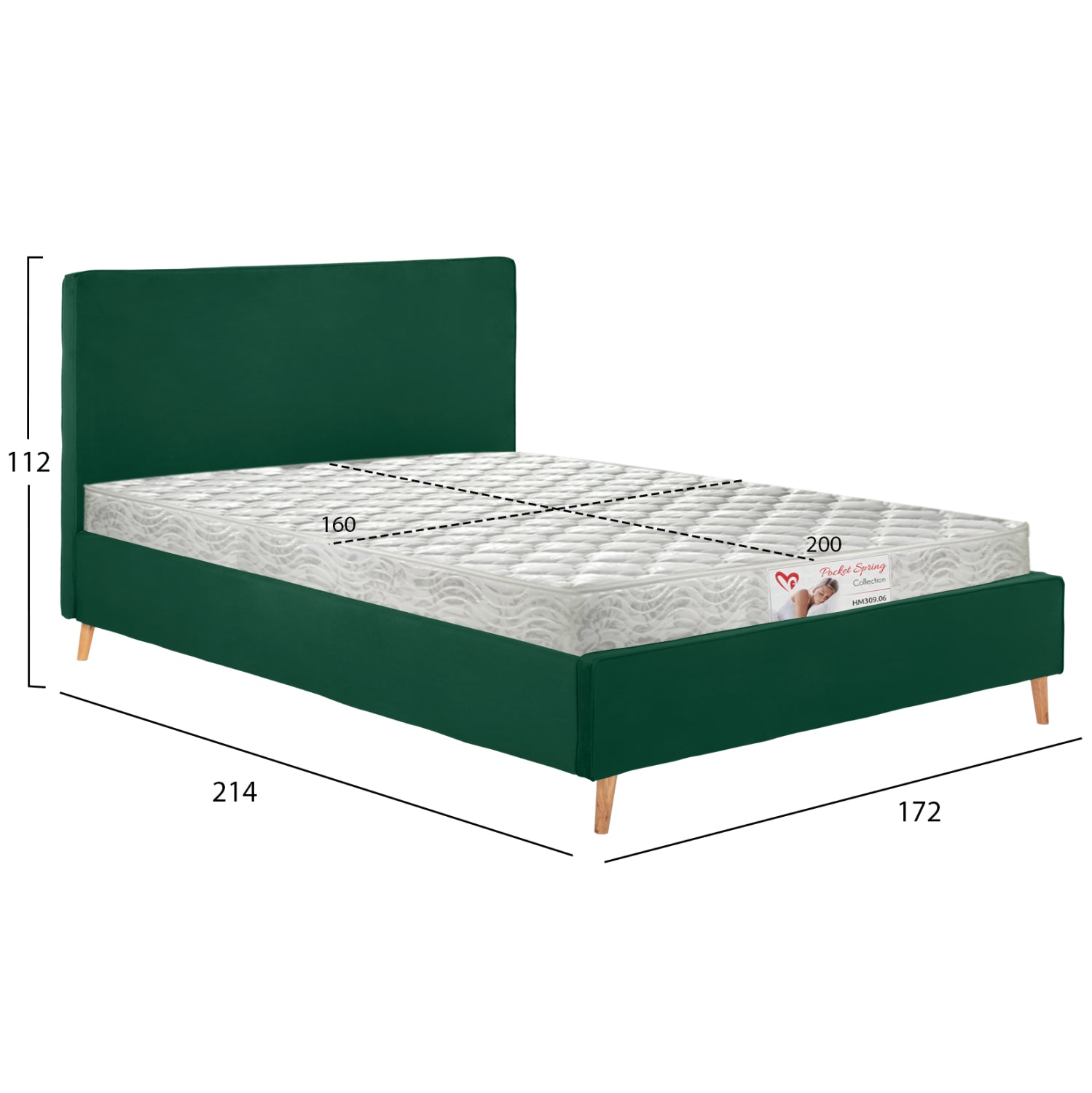 Легло с матрак Индра кипарис кадифе -- за 160x200см