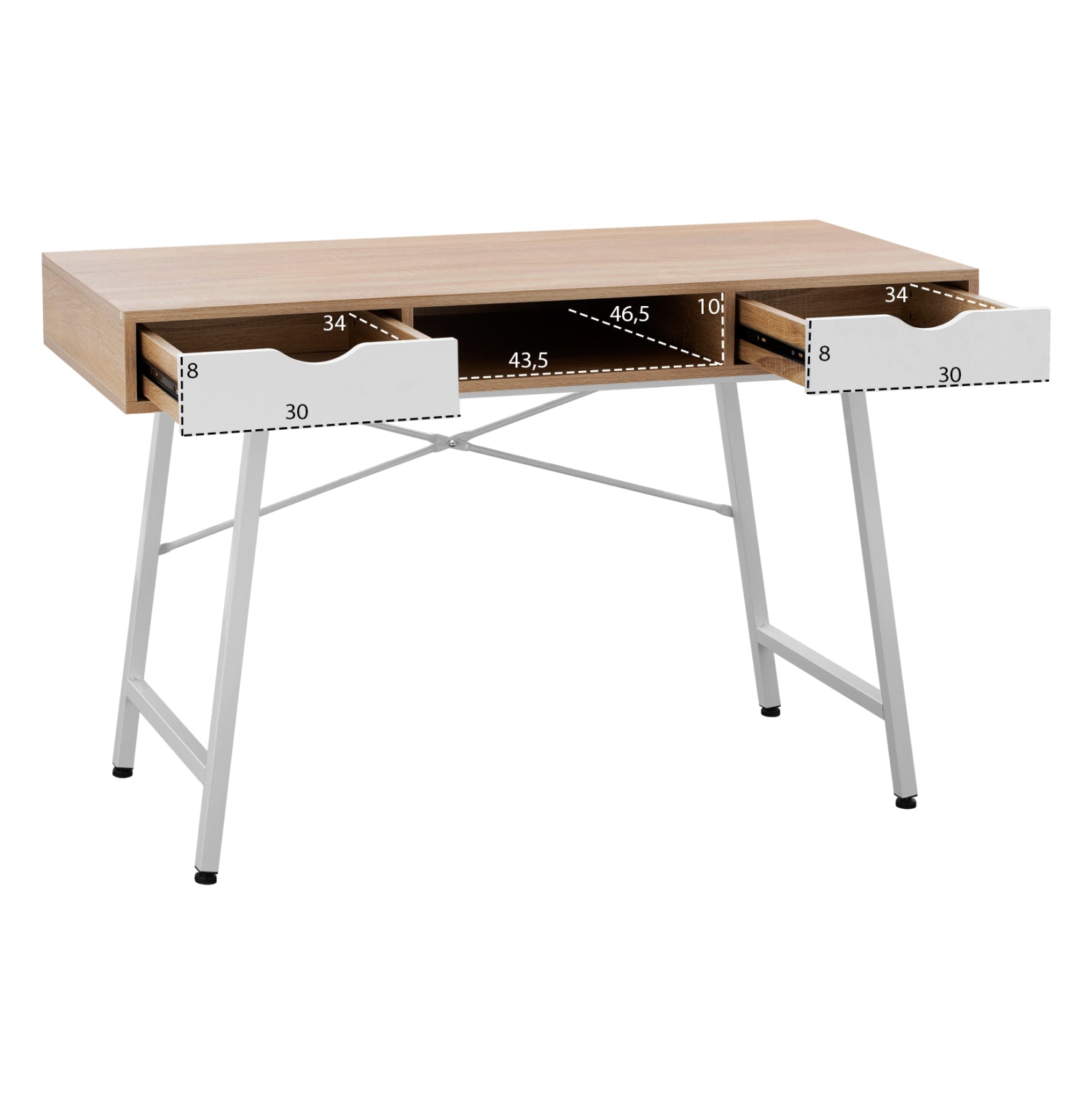 Офис бюро 2128 цвят бял-сонома 120X48X76.5 см