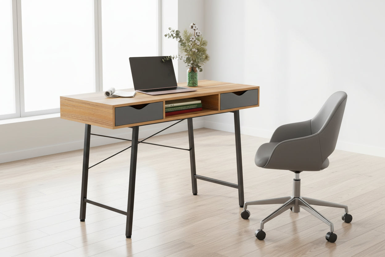 Офис бюро 2128 цвят орех-сив 120x48x76.5см