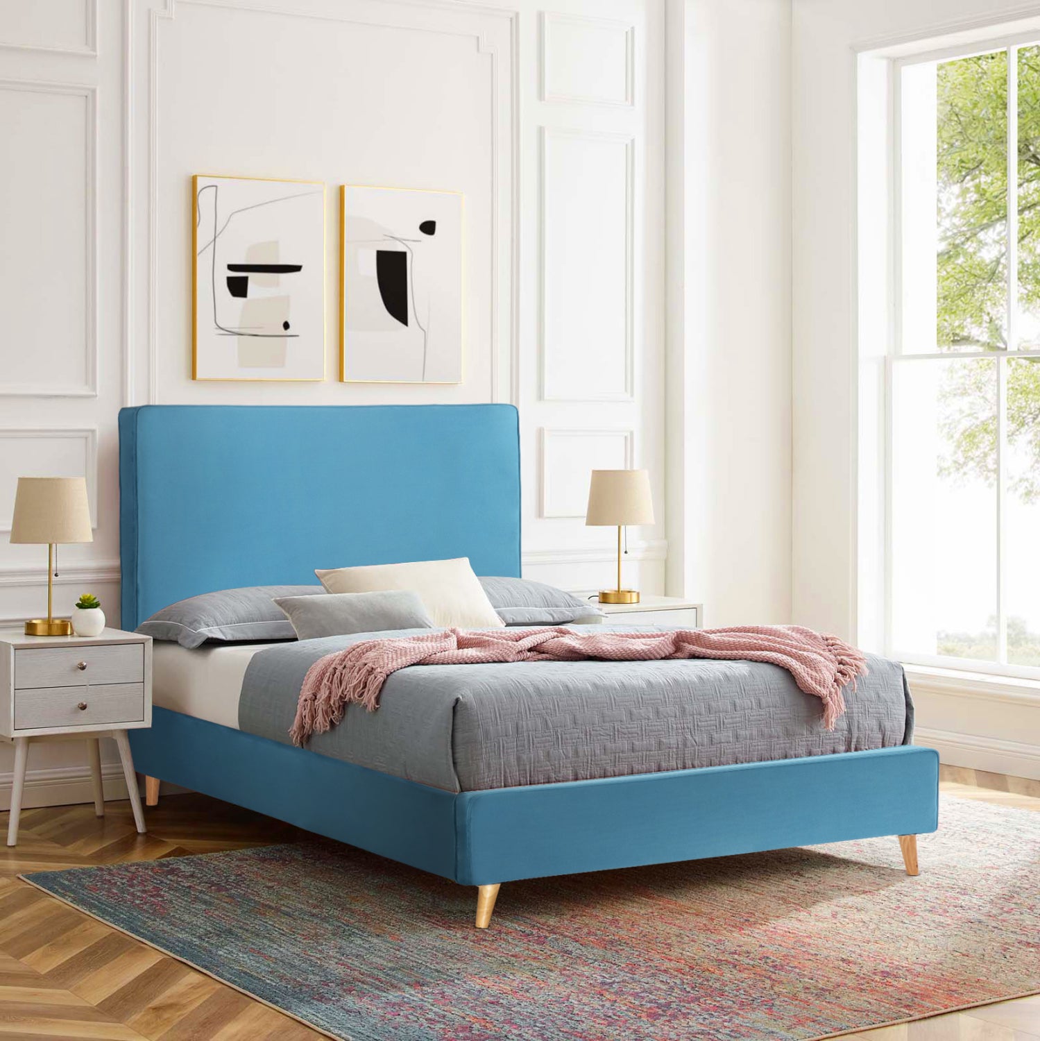 Легло с матрак MAYLIN тюркоазено кадифе 120x200см