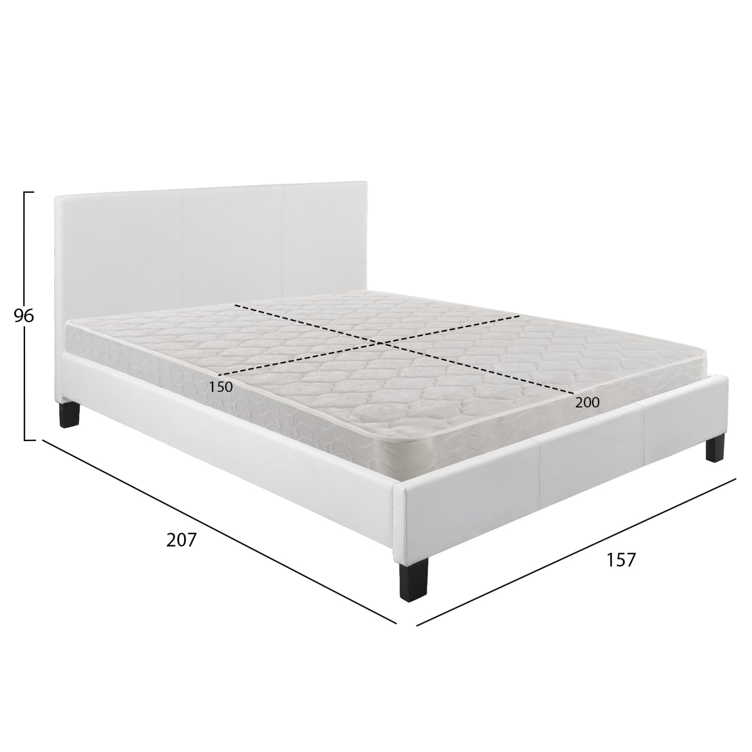 Легло с матрак BECCA бял pu -- за 150x200см