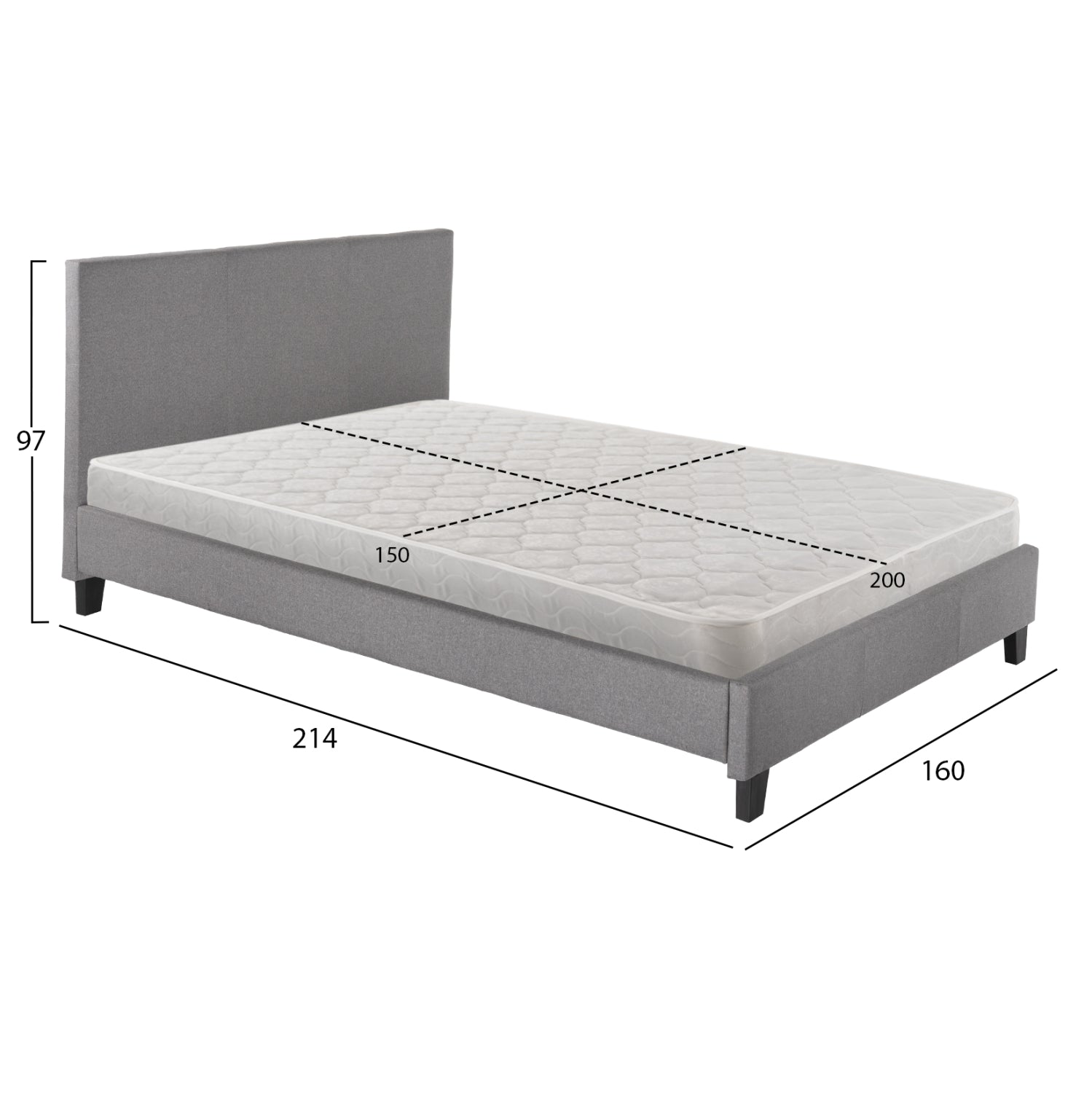 Легло с матрак Becca grey плат -- за 150x200 см