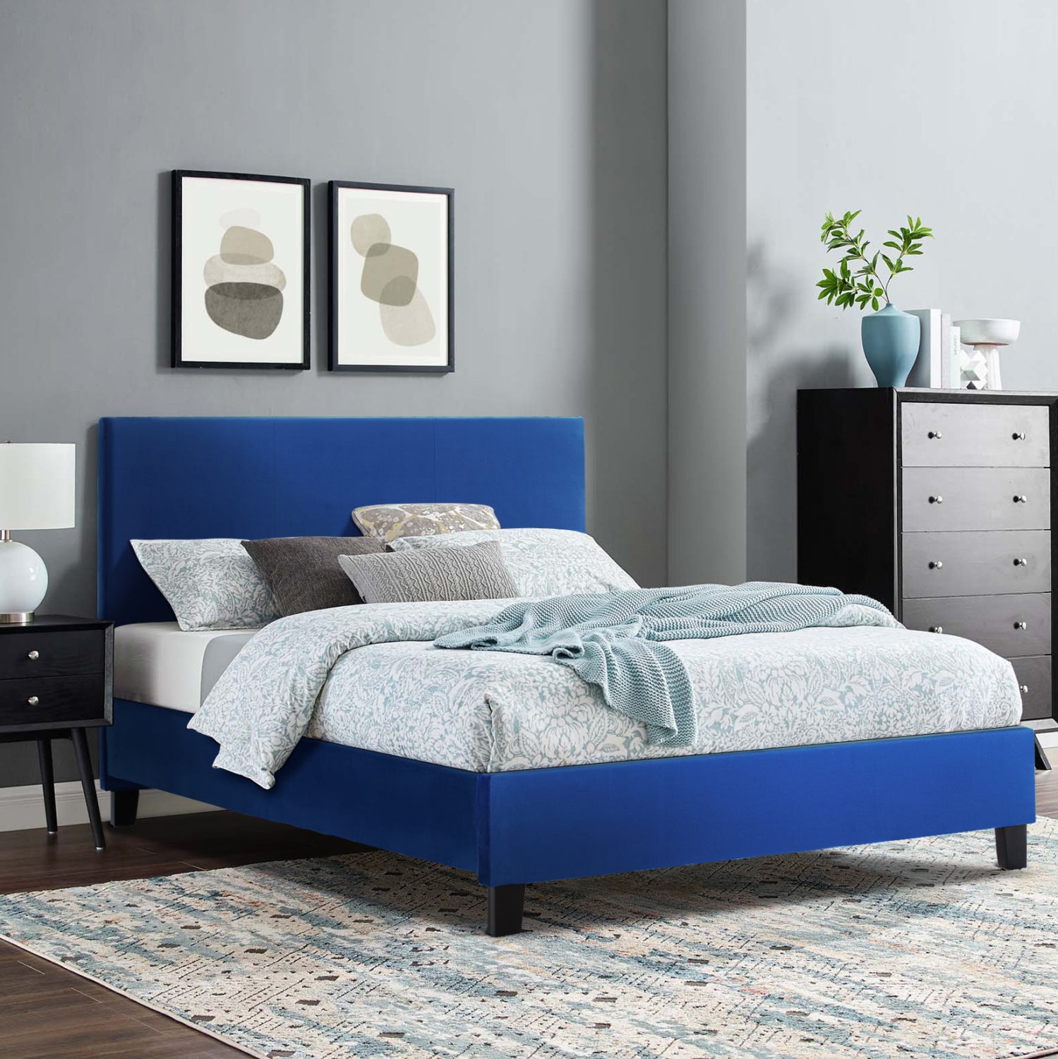 Легло с матрак Becca blue velvet -- за 150x200см