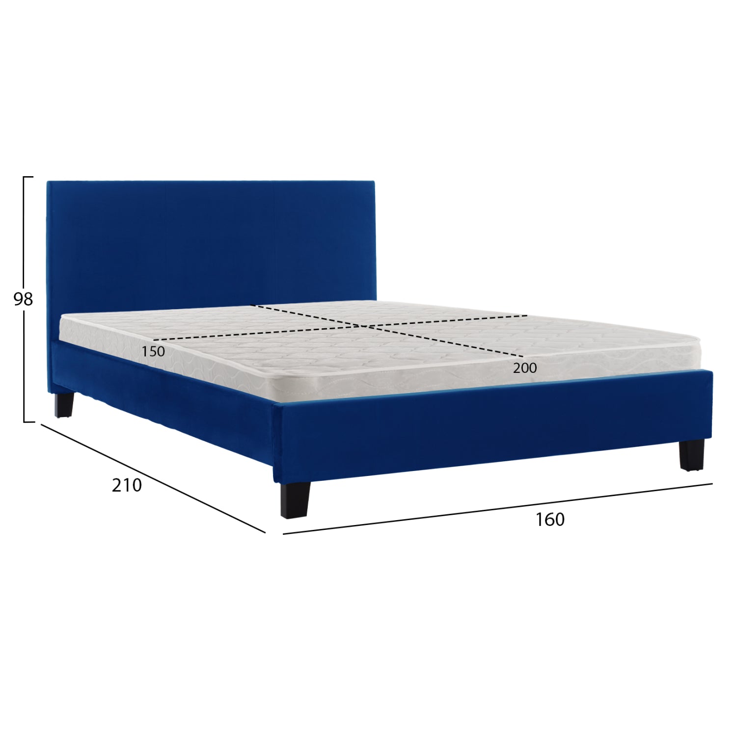 Легло с матрак Becca blue velvet -- за 150x200см