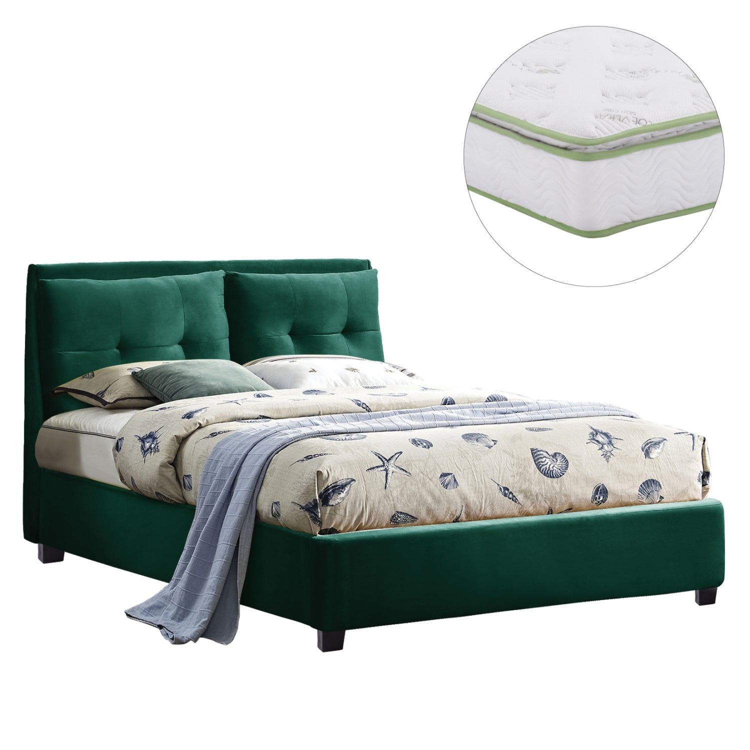 Легло с матрак Billie кадифе кипарис-- 160x200см