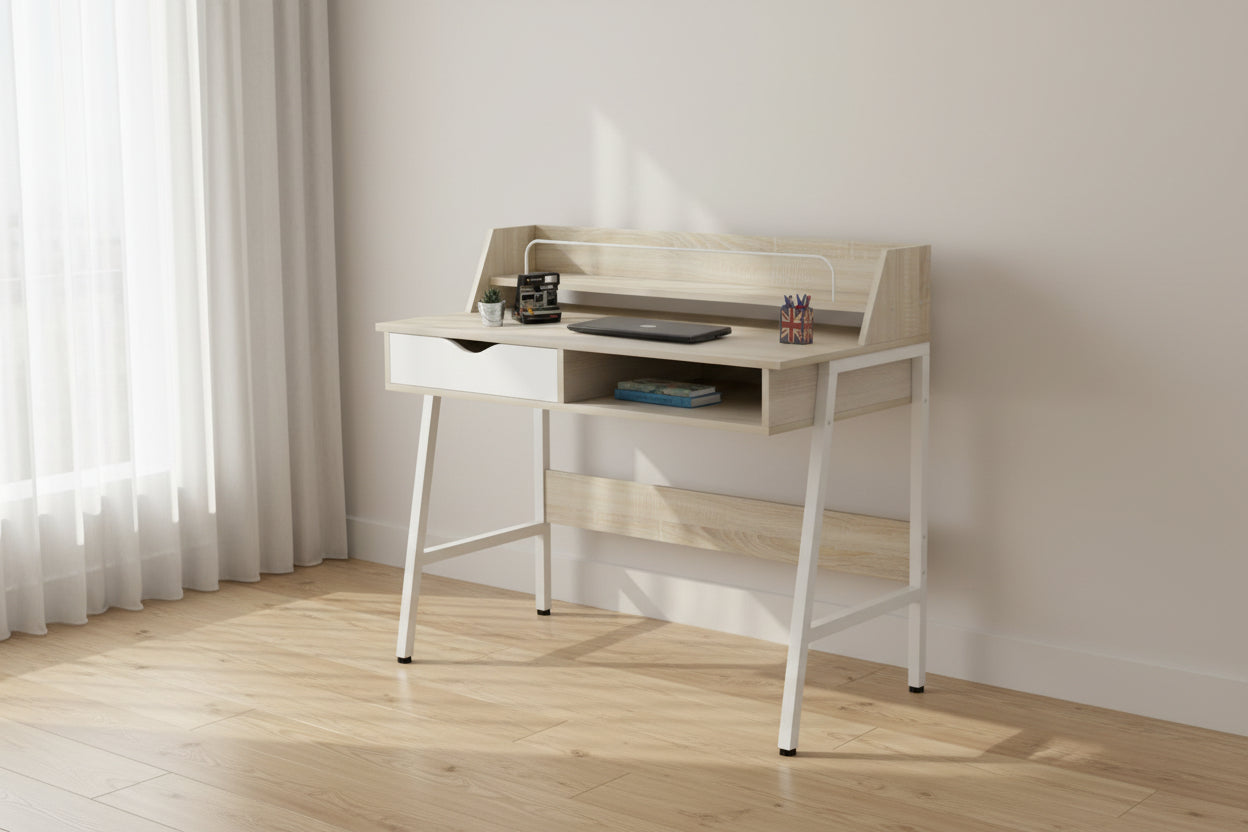 Офис бюро  OLIVIER сонома-бял цвят 104x48x89см