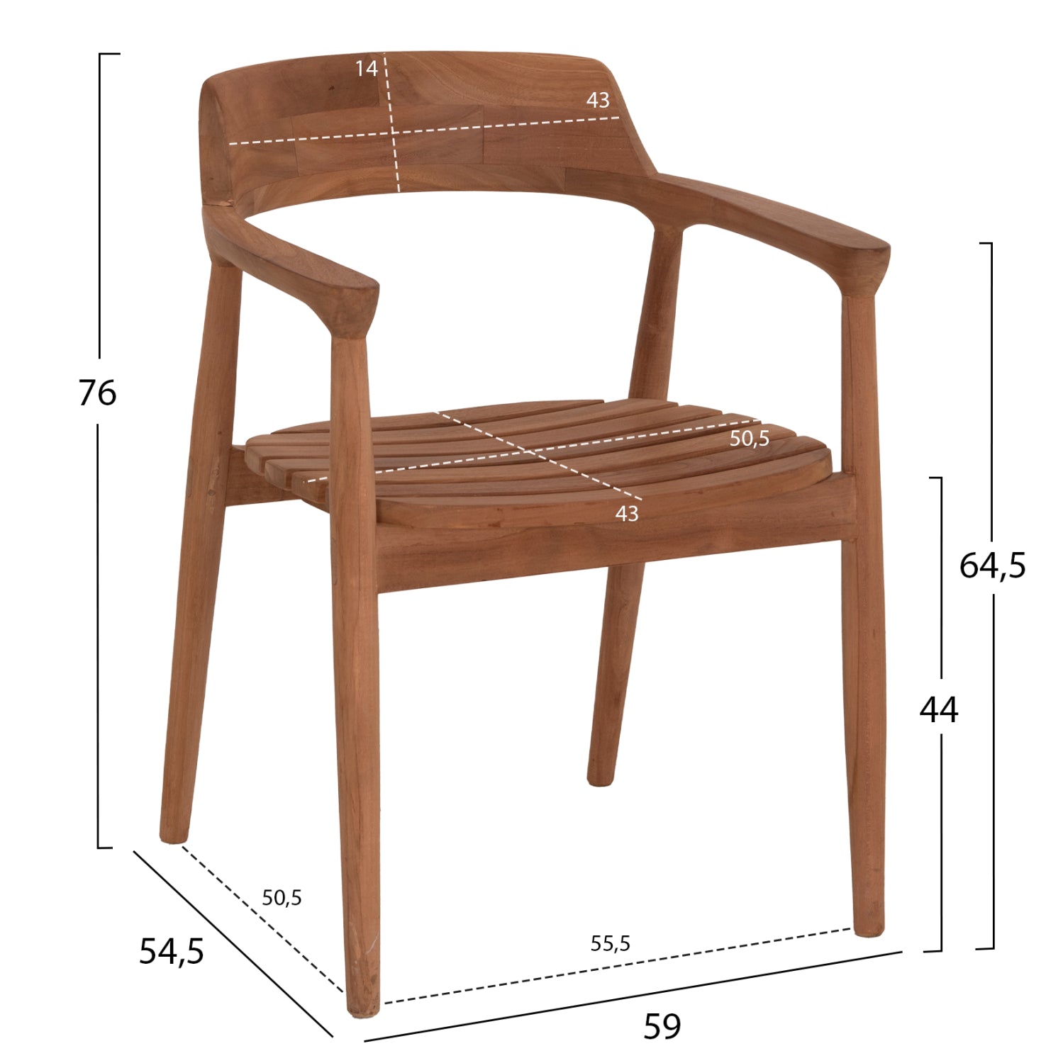 Комплект маса за хранене FREM и 6 фотьойла --- тиково дърво