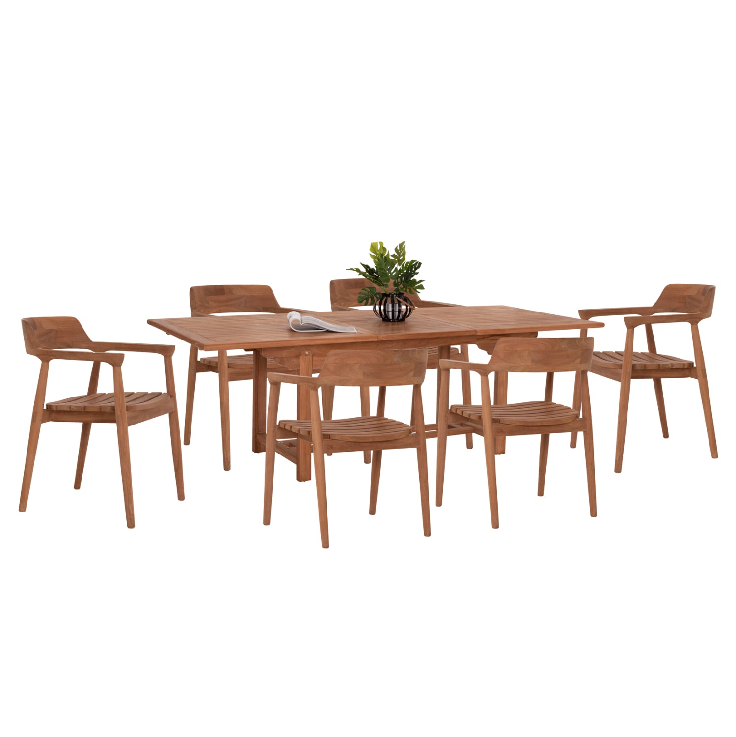 Комплект маса за хранене FREM и 6 фотьойла --- тиково дърво