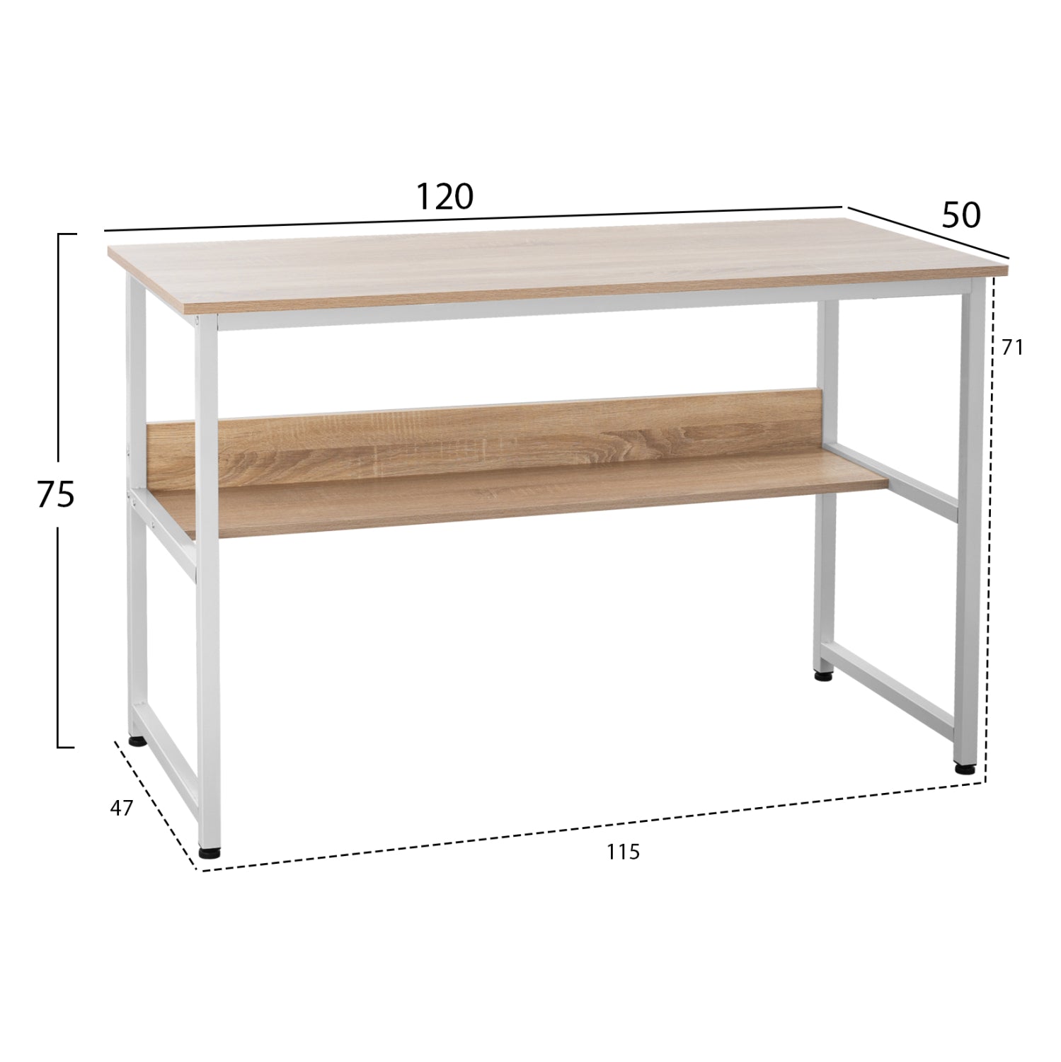 Офис бюро  PORTIS цвят сонома-бял 120X50X75см