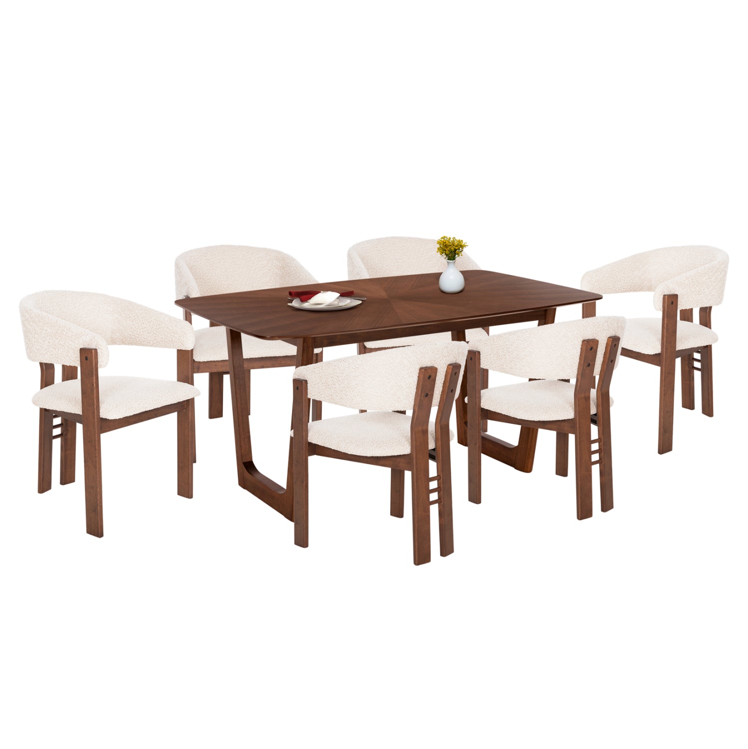 Комплект за хранене 7 части zarra mdf маса--столове с букет плат