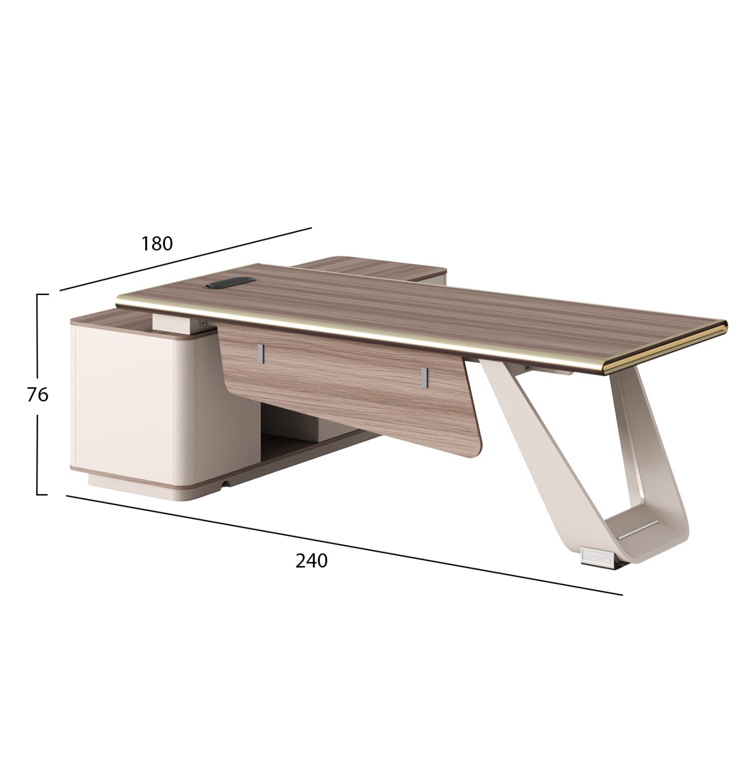 Дясно ъглово бюро SUPERON меламин натурален-бежов цвят с метален крак 240х180х76 см
