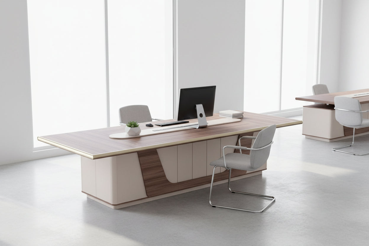 Конферентна маса  SUPERON меламин в натурален и бежов цвят 360х140х76см