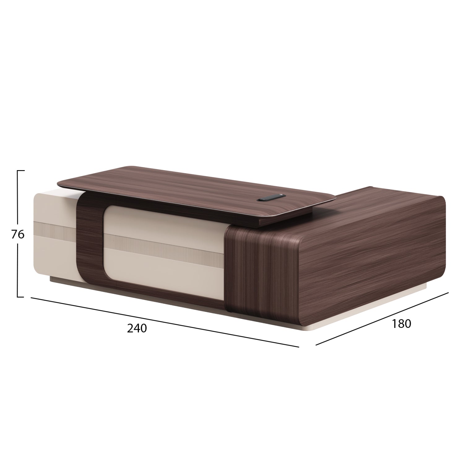 Професионално бюро PRESIDENT ляв ъгъл орех-бежов цвят 240х180х76см