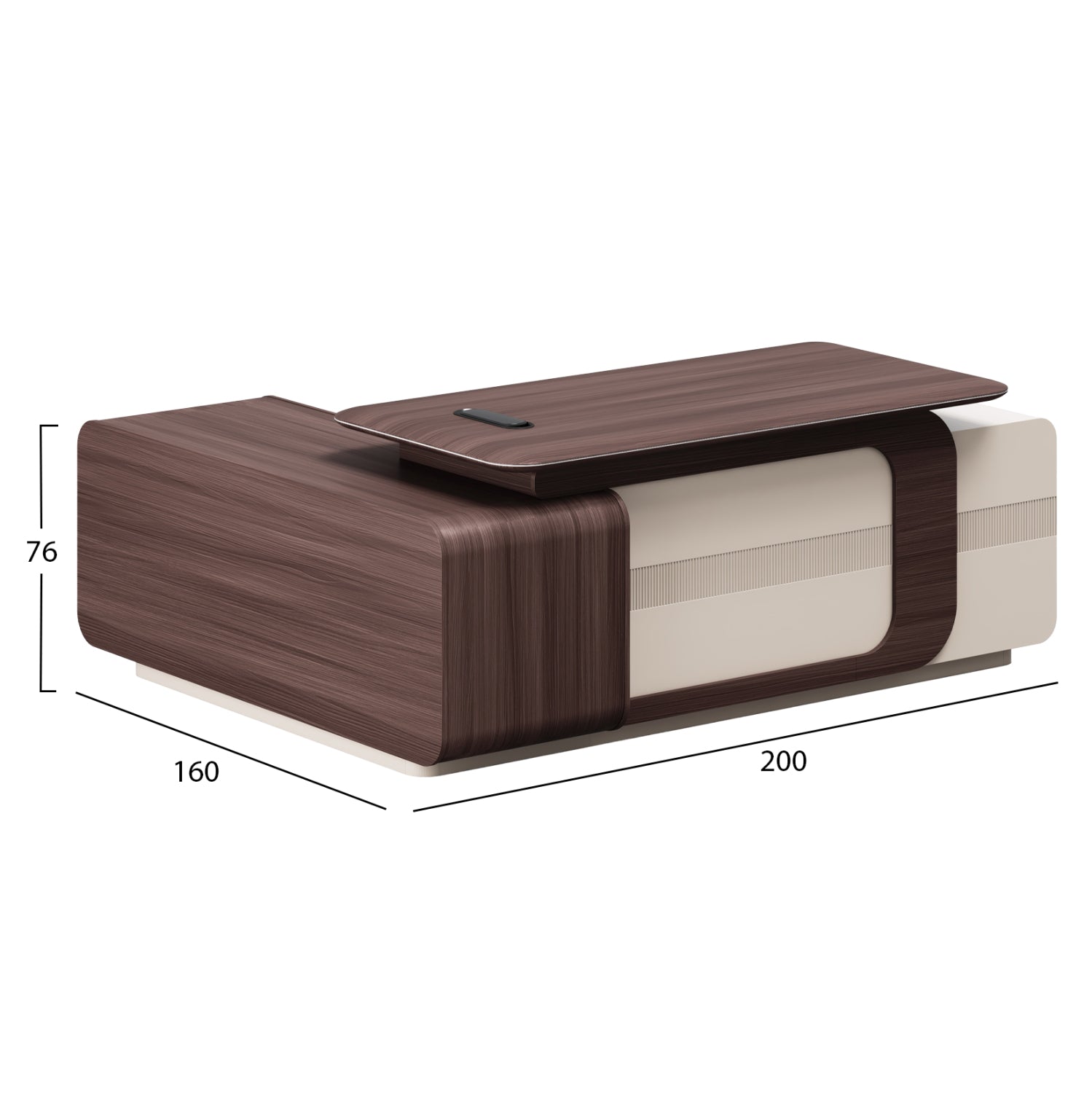 Бюро PRESIDENT десен ъгъл орех-бежов цвят 200x160x76см