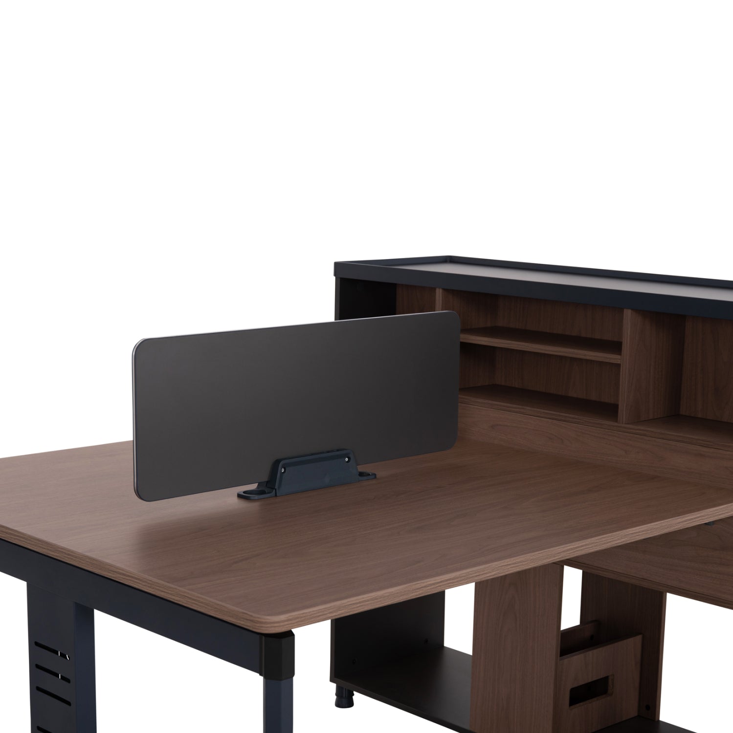 Работна станция за 4 места mavix меламин-метал в сиво/орех 280x123x110всм.